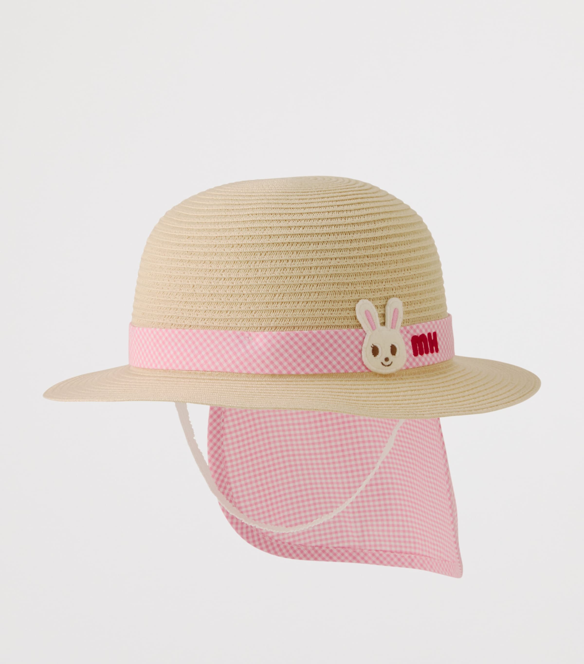 Miki House Gingham-Trim Bunny Sun Hat Image 5