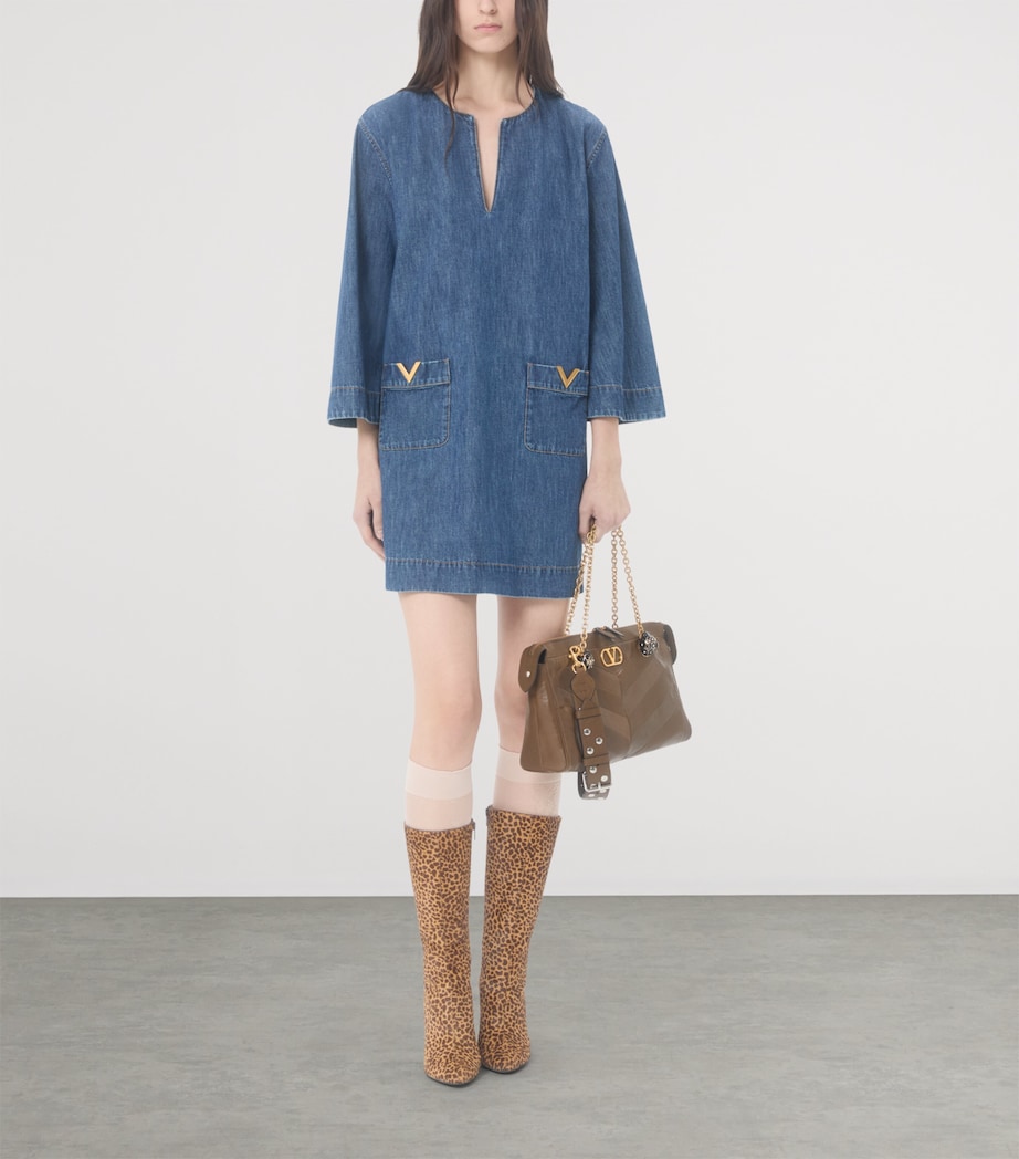 Valentino Womens Denim Shift Mini Dress Image 5