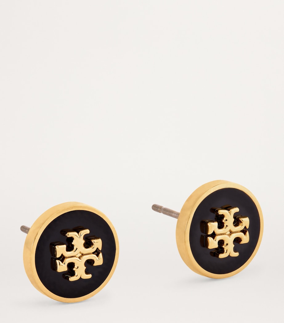 Enamel-Trim Kira Circle Studs TORY GOLD / BLACK Image 3