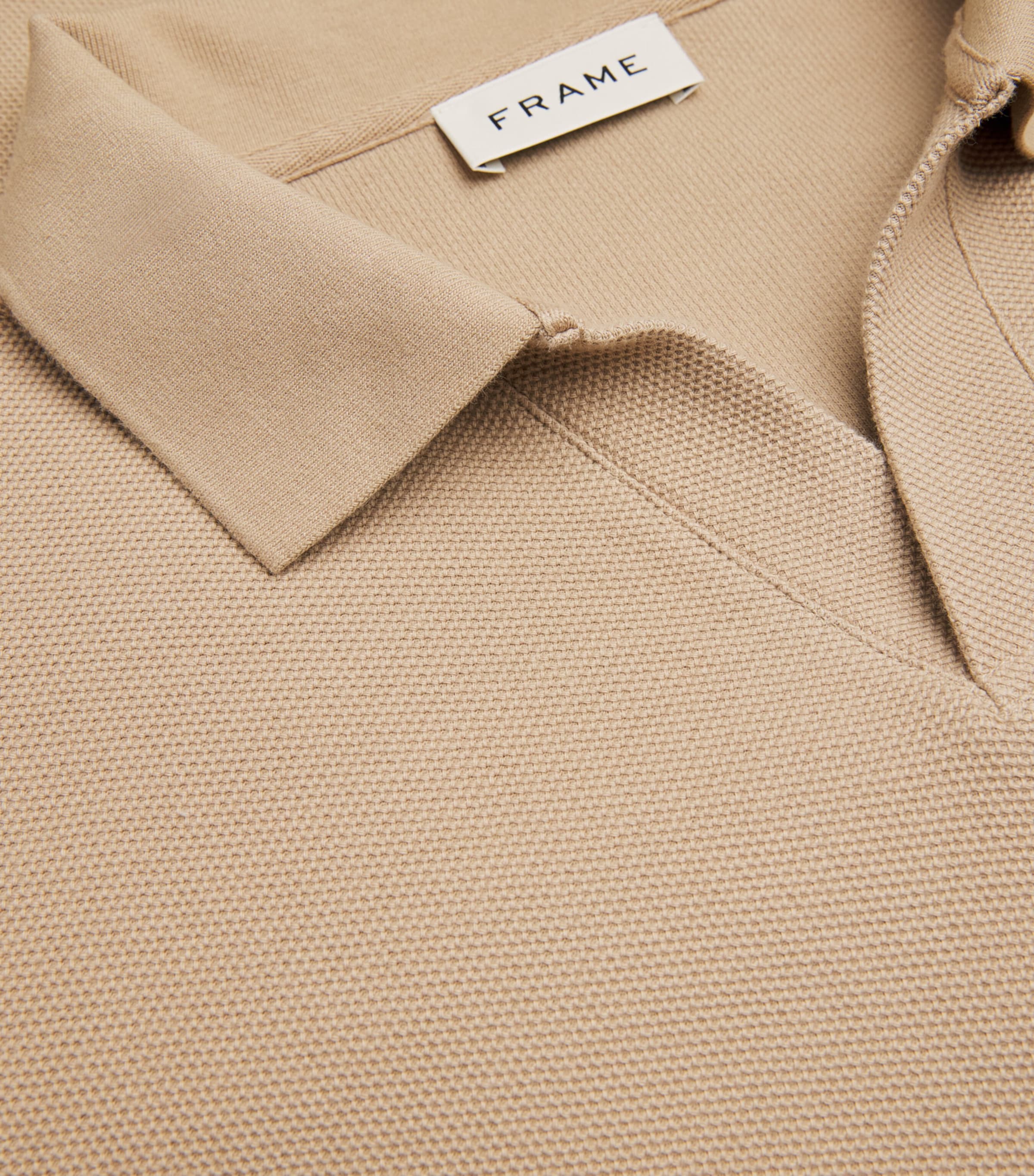 FRAME Mens Cotton Piqué Polo Shirt Summer Beige Image 5