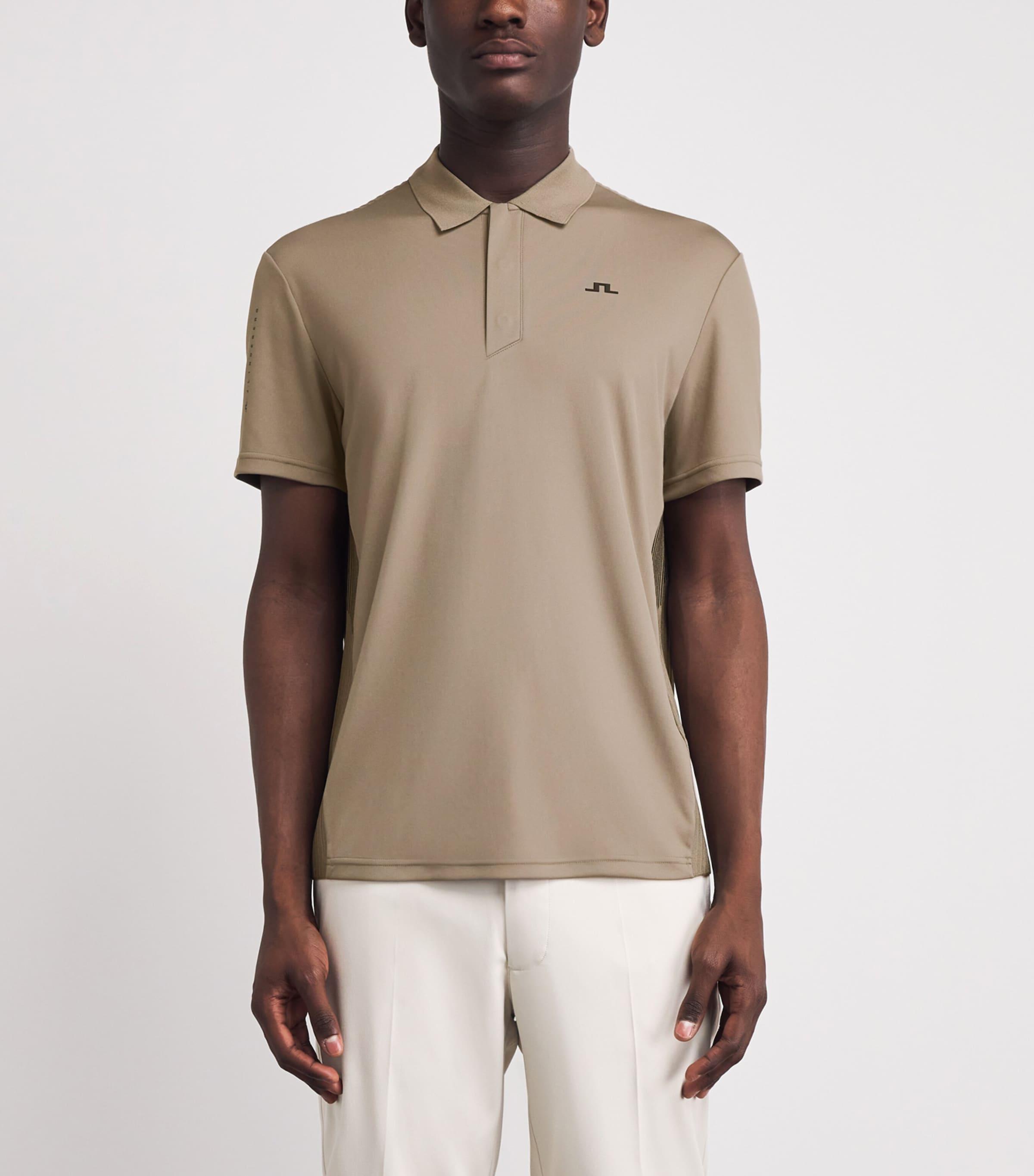 J Lindeberg Mens Knitted Neri Polo Shirt Brindle Image 4