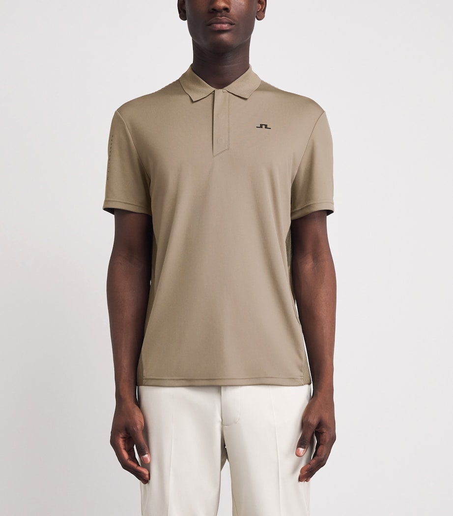 J Lindeberg Mens Knitted Neri Polo Shirt Brindle Image 4