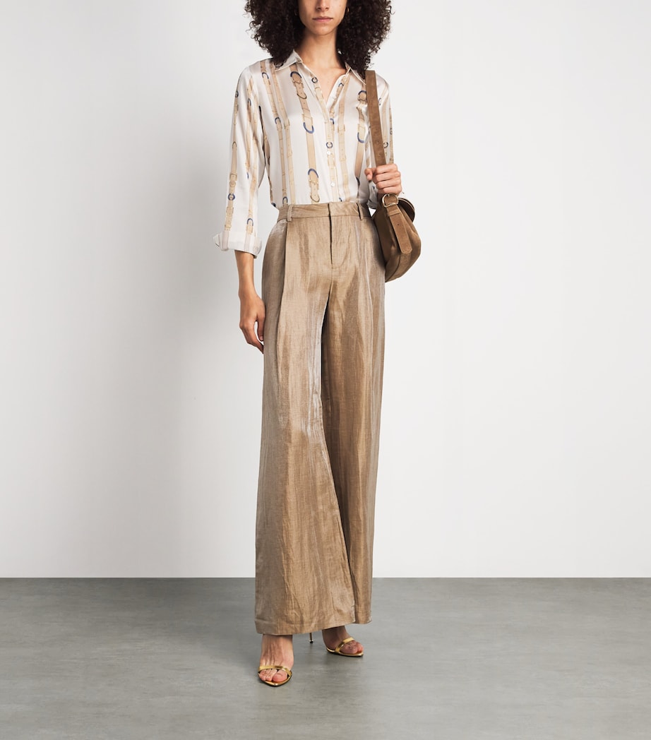 L'Agence Womens Silk Tyler Shirt Ecr Mlt Std Blt Strp Image 2