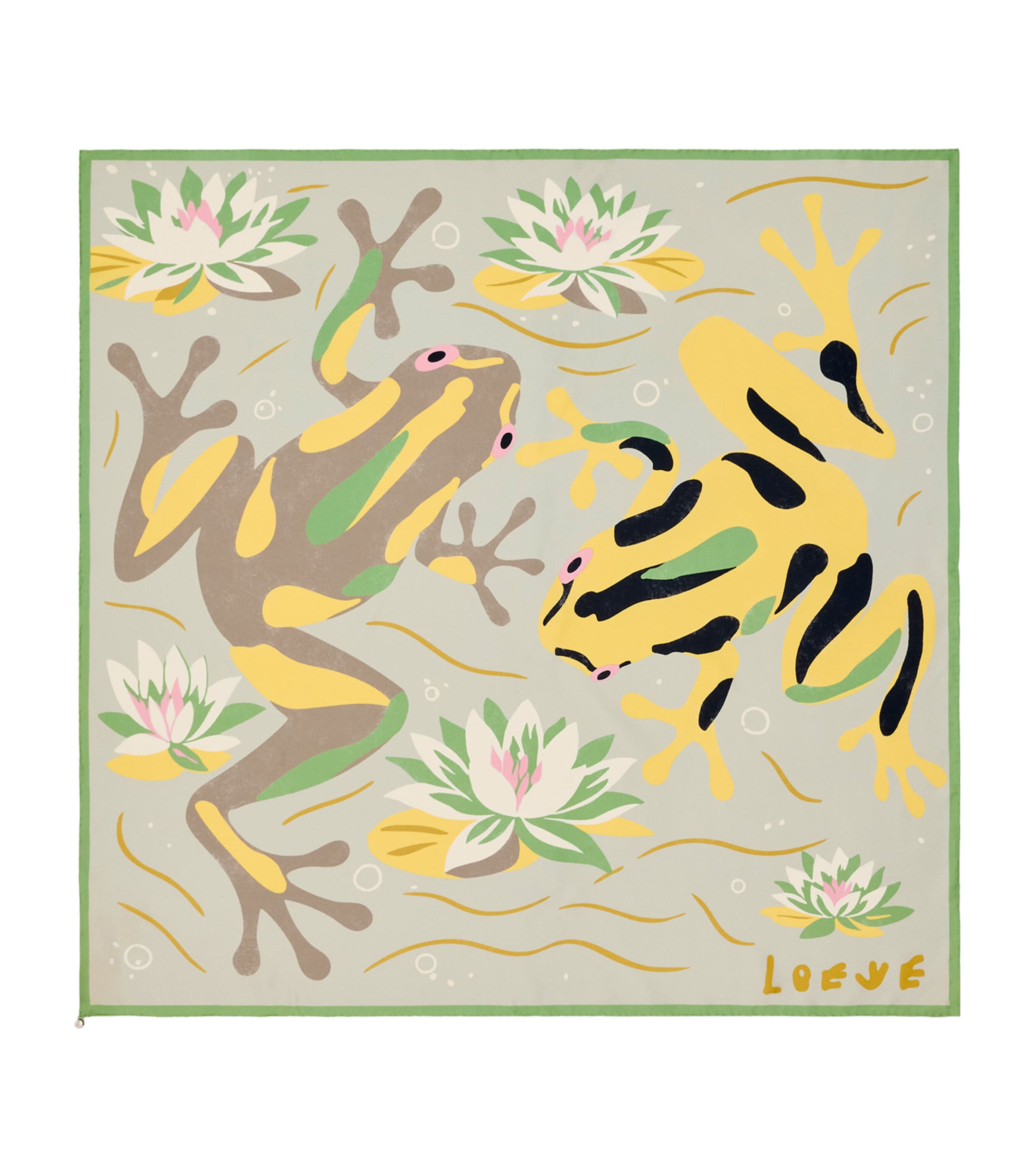 LOEWE x Paula's Ibiza Silk Frog Print Scarf Beige/light Blue Image 2