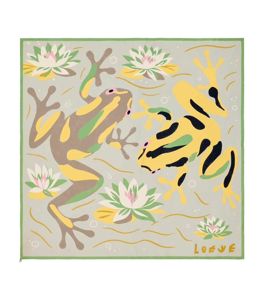 LOEWE x Paula's Ibiza Silk Frog Print Scarf Beige/light Blue Image 2