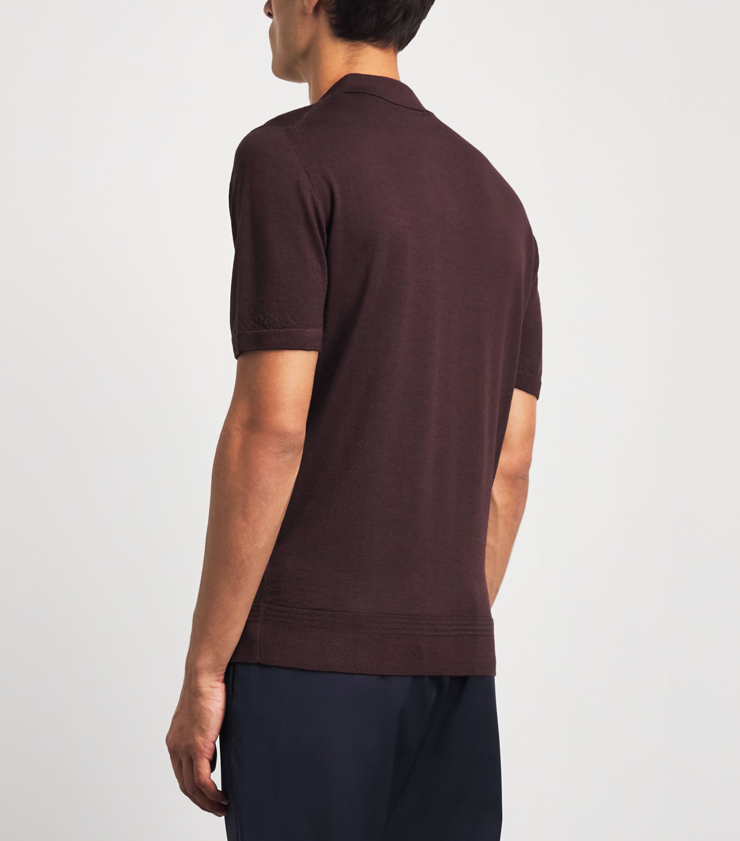 Barena Mens Merino Polo Shirt Merlot Image 5