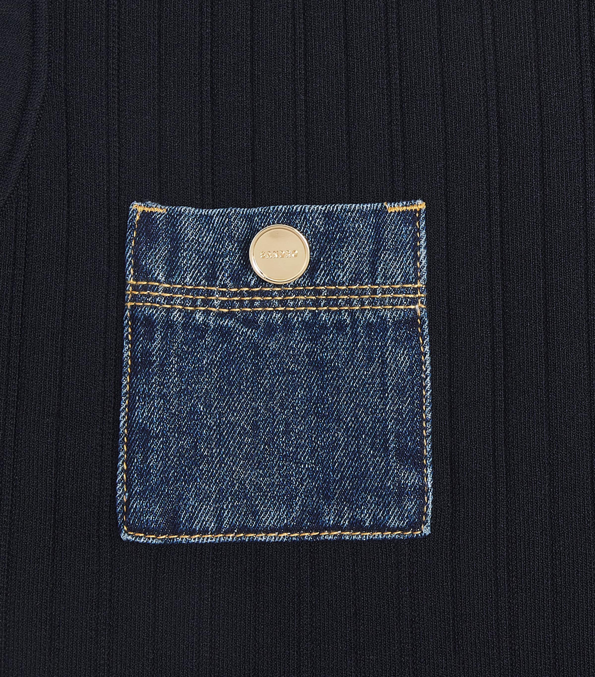 Knit Cropped Top NAVY BLUE Image 5