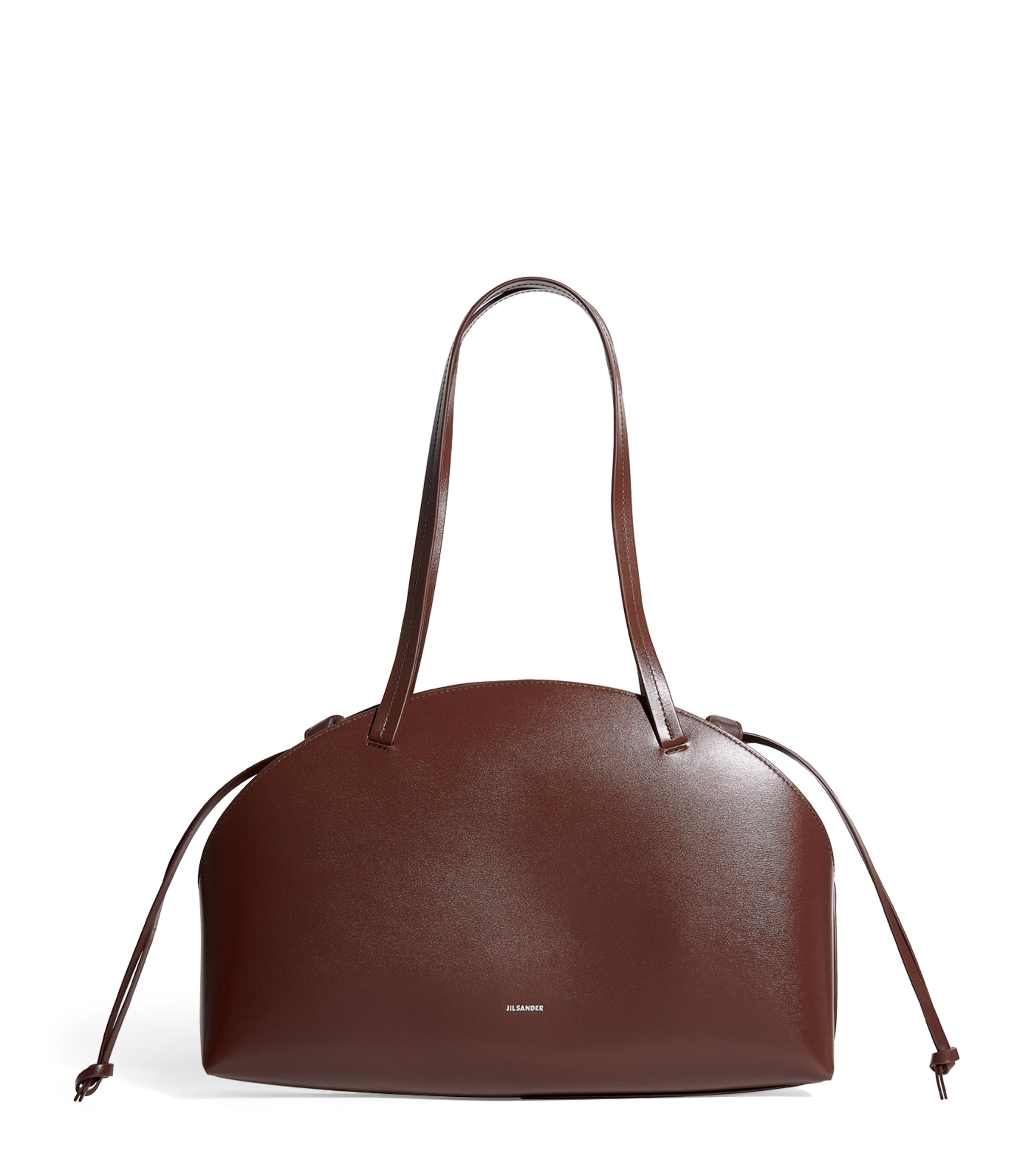 Jil Sander Chocolate Leather Medium Curve Shoulder Bag In Brown