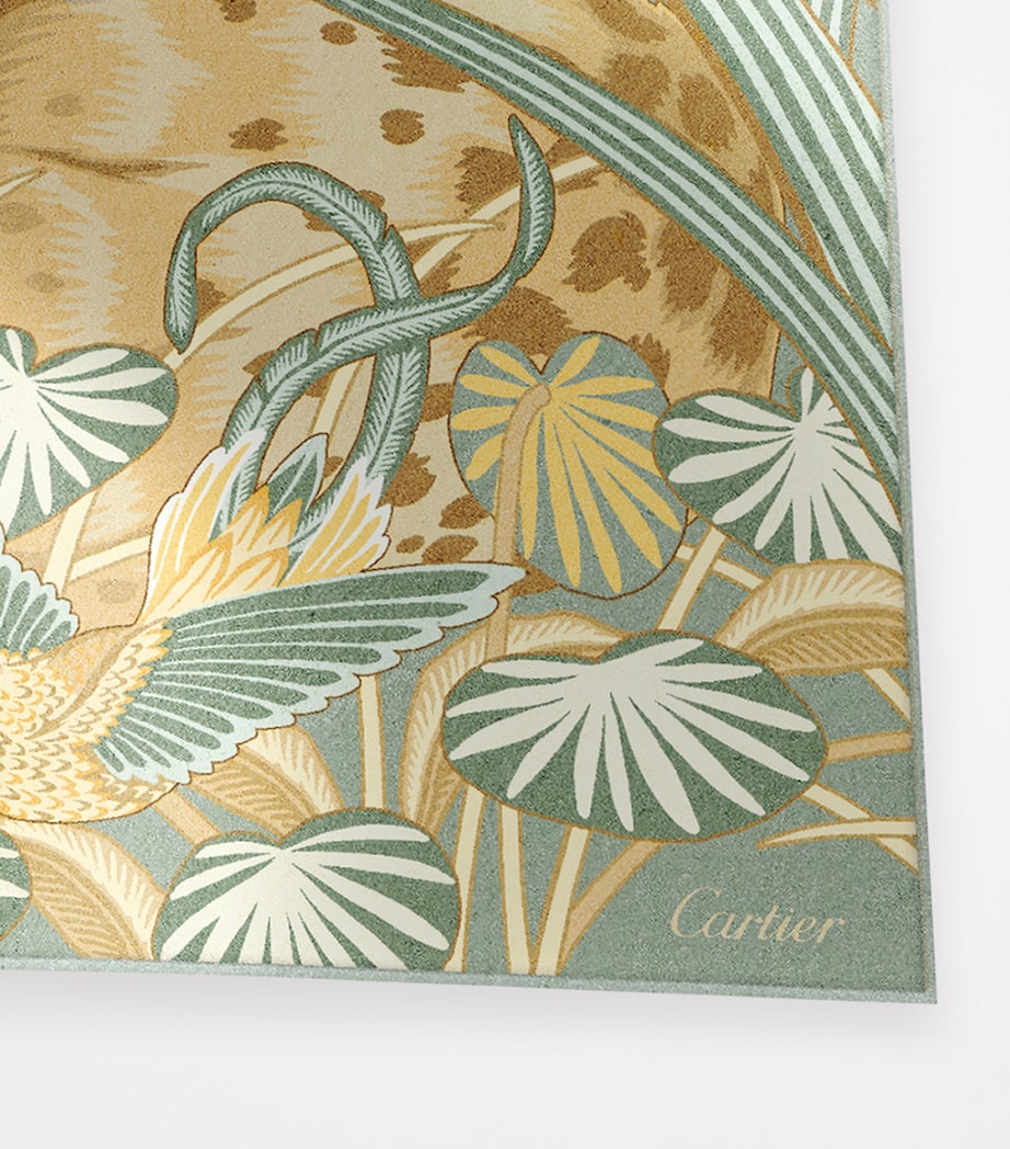 Silk Panthère in the Jungle Scarf GREEN AND YELLOW Image 3