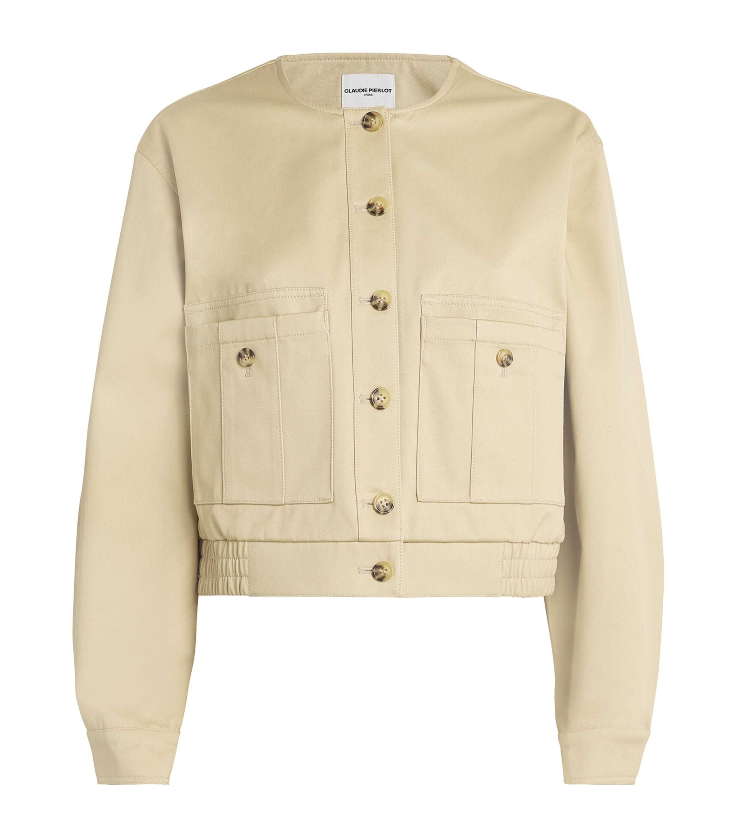 Claudie Pierlot Cotton Bomber Jacket In Neutral