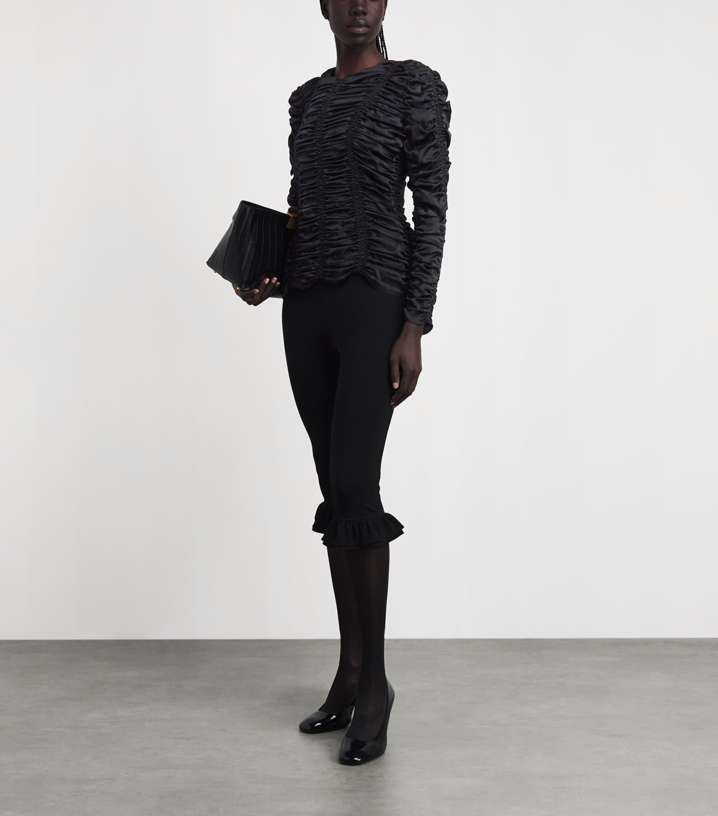 Khaite Womens Silk Charmeuse Rory Blouse Black Image 2
