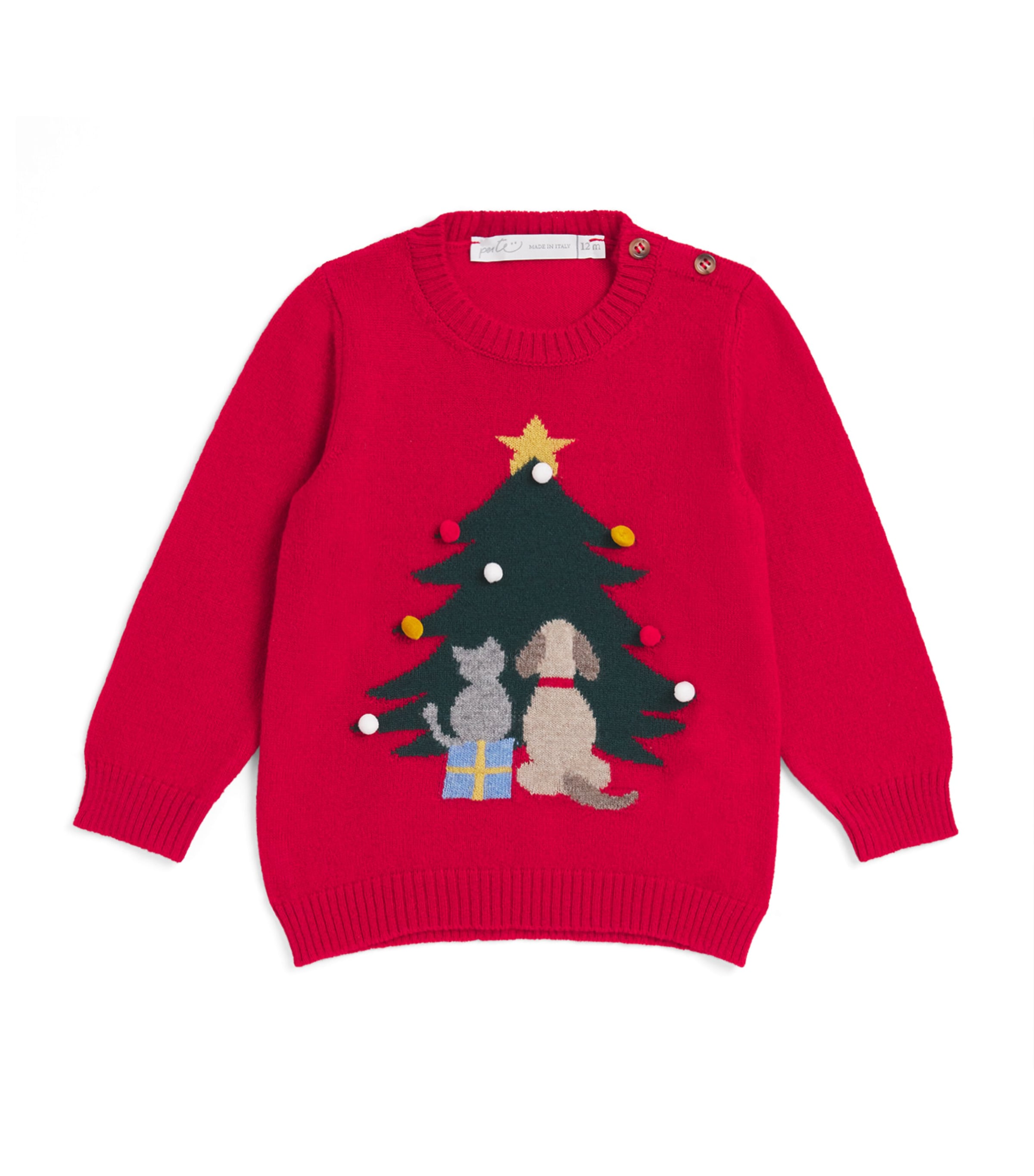 Dog and Cat Christmas Sweatshirt (3-28 Months) S1 ROSSO Image 1