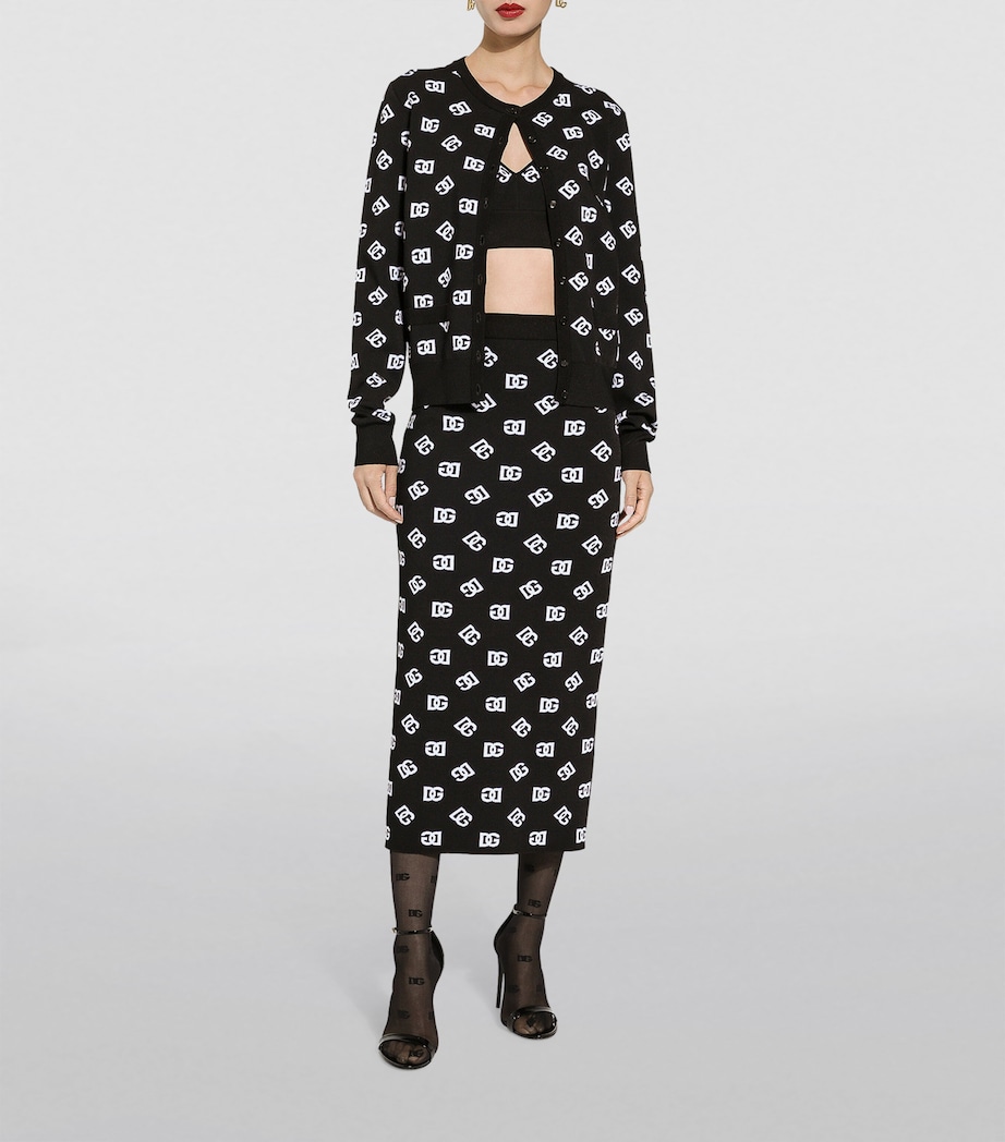 Knit Monogram Skirt N0004-BLACK/WHITE Image 2