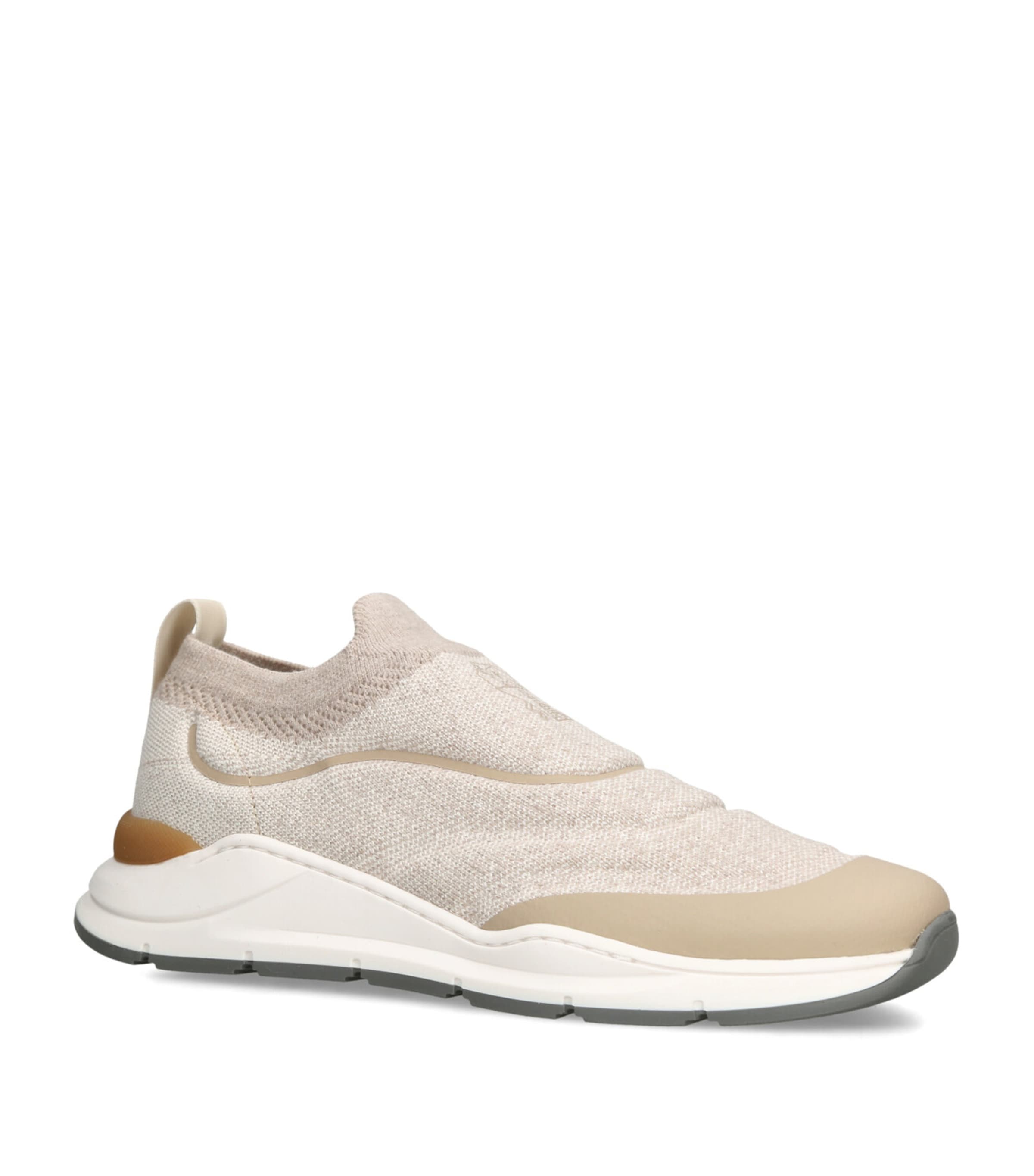 Brunello Cucinelli Kids Knitted Slip-On Sneakers Beige Image 3