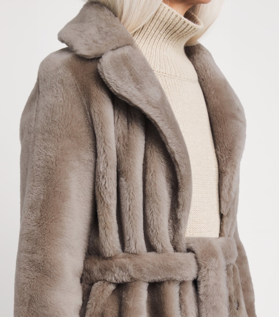 Lamb Fur Belted Coat A9113 Image 6