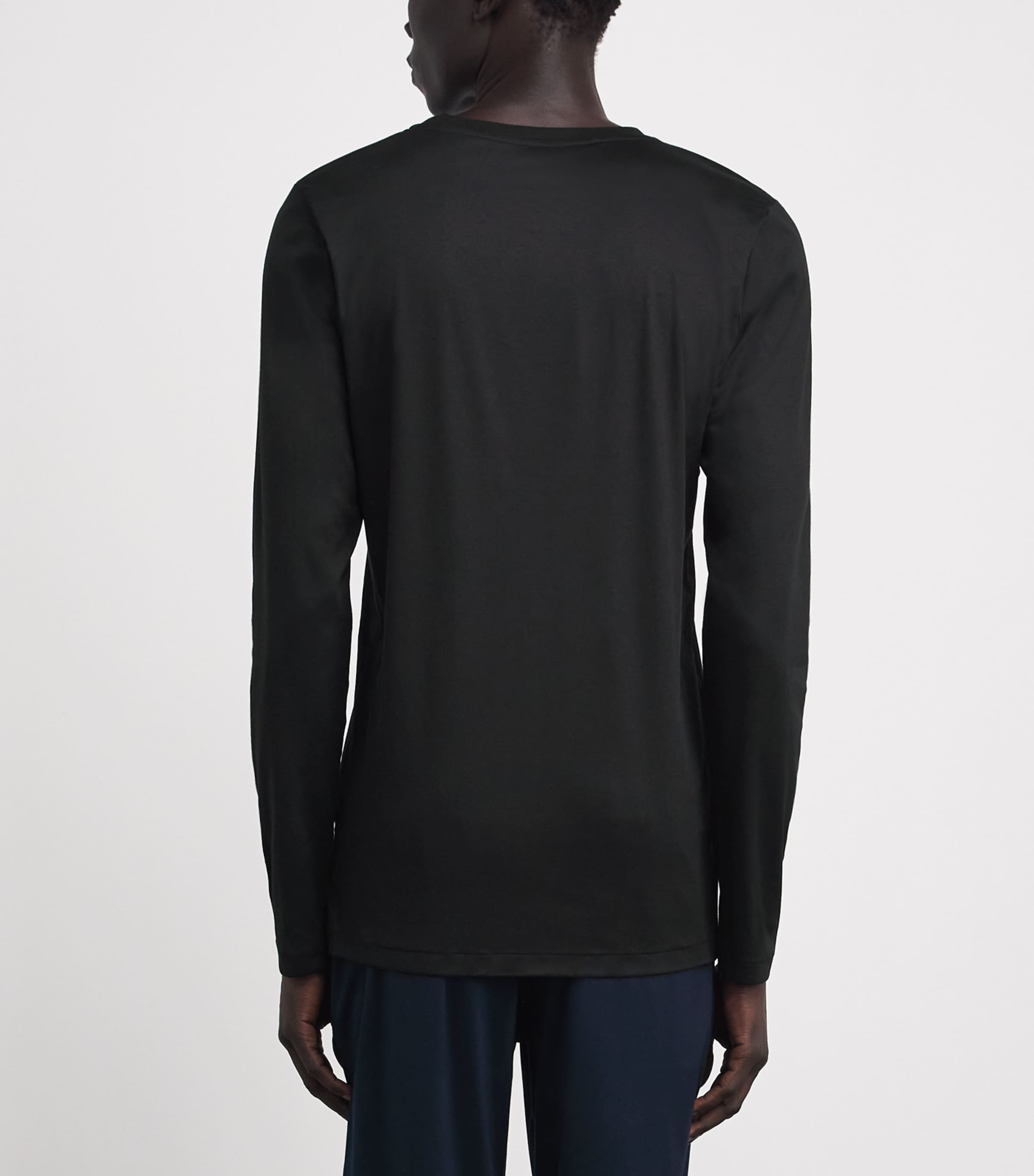 Zimmerli Mens 286 Sea Island Long-Sleeve T-Shirt Black Image 4