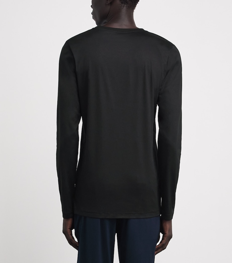 Zimmerli Mens 286 Sea Island Long-Sleeve T-Shirt Black Image 4