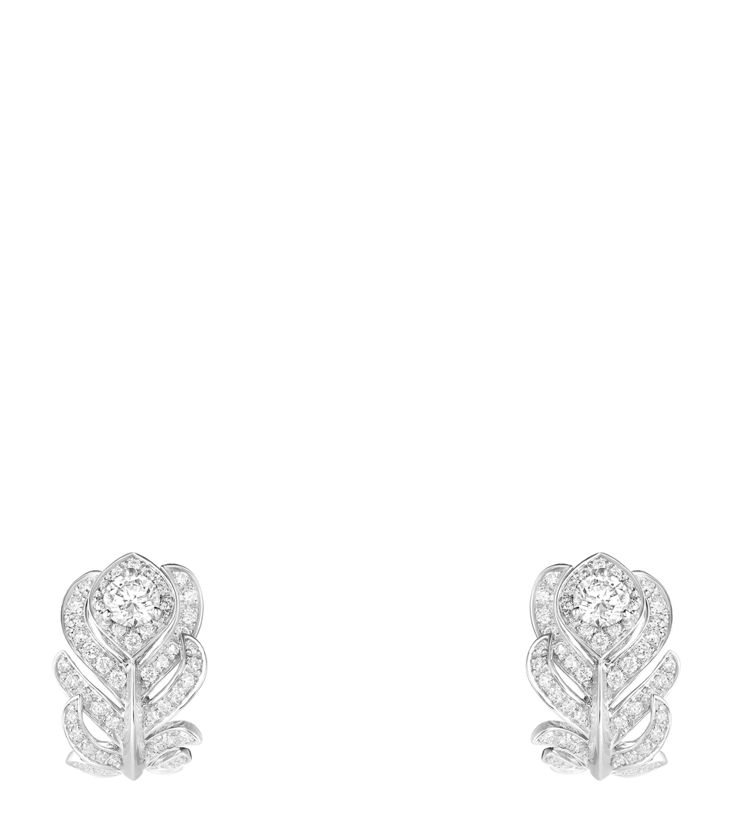 Boucheron White Gold And Diamond Plume De Paon Clip-on Earrings In Gold