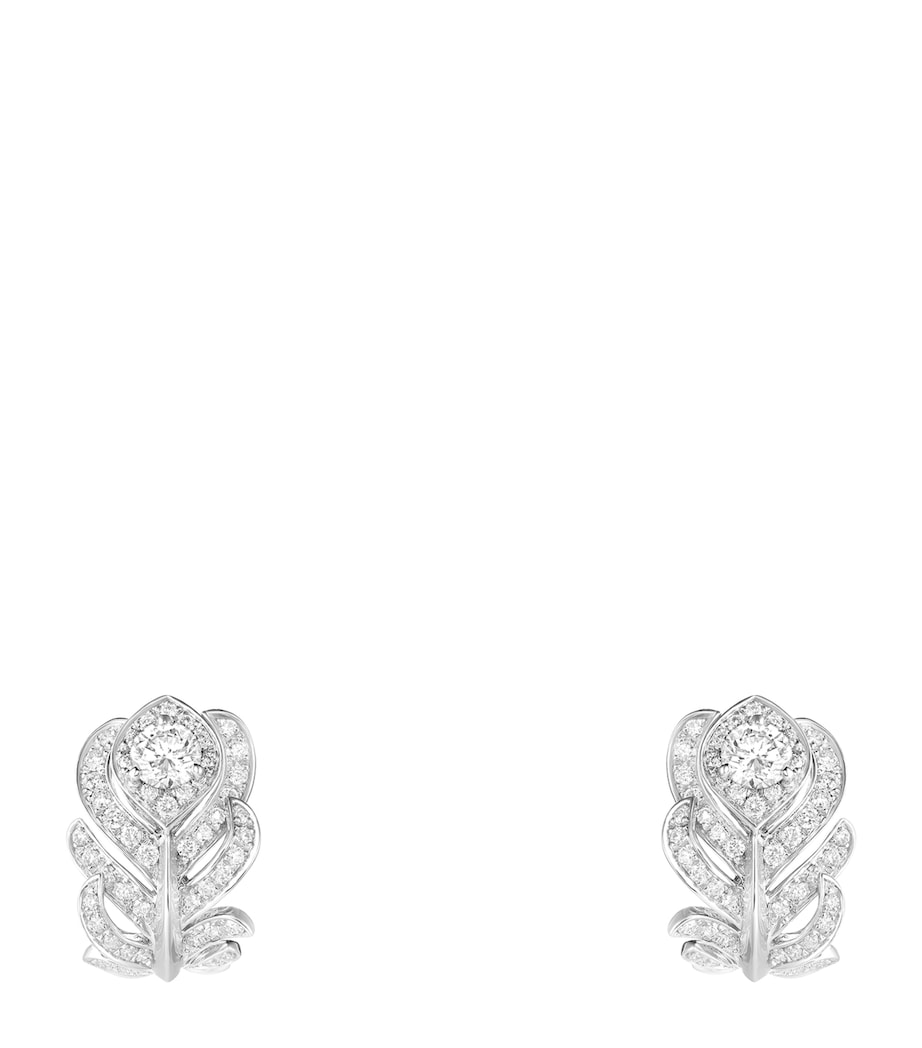 White Gold and Diamond Plume de Paon Clip-On Earrings WHITE GOLD Image 1