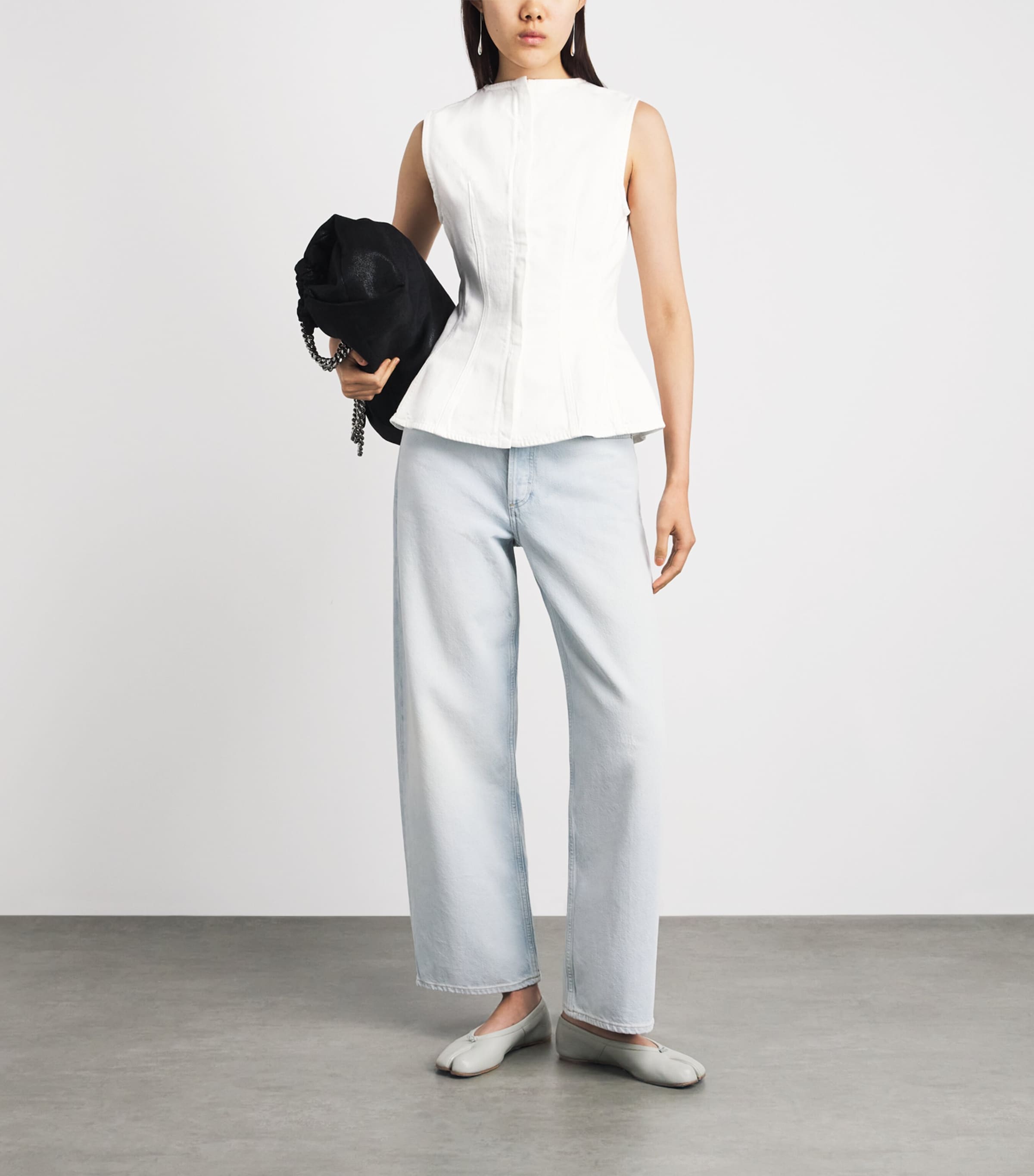 AGOLDE Womens Denim Corbin Blouse Marshmallow Image 2