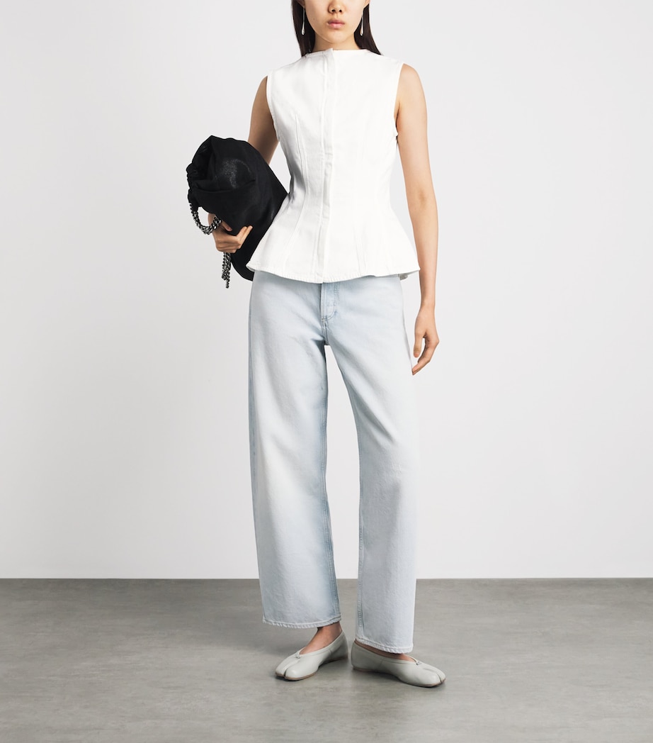 AGOLDE Womens Denim Corbin Blouse Marshmallow Image 2