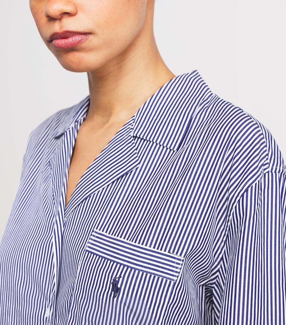 Cotton Poplin Stripe Pyjama Shirt WHITE CLOUD/BEA Image 4