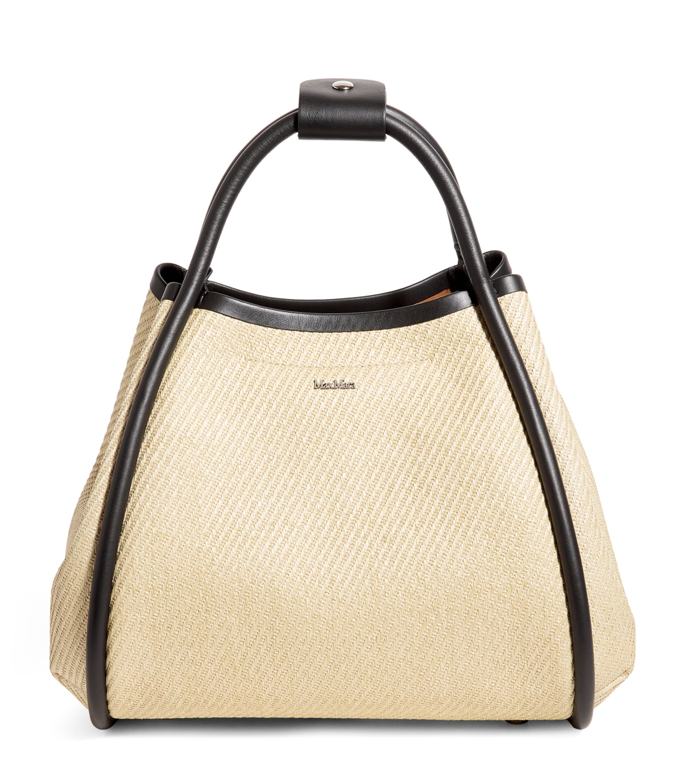 Max Mara Extra Small Raffia Marine Top-handle Bag In White