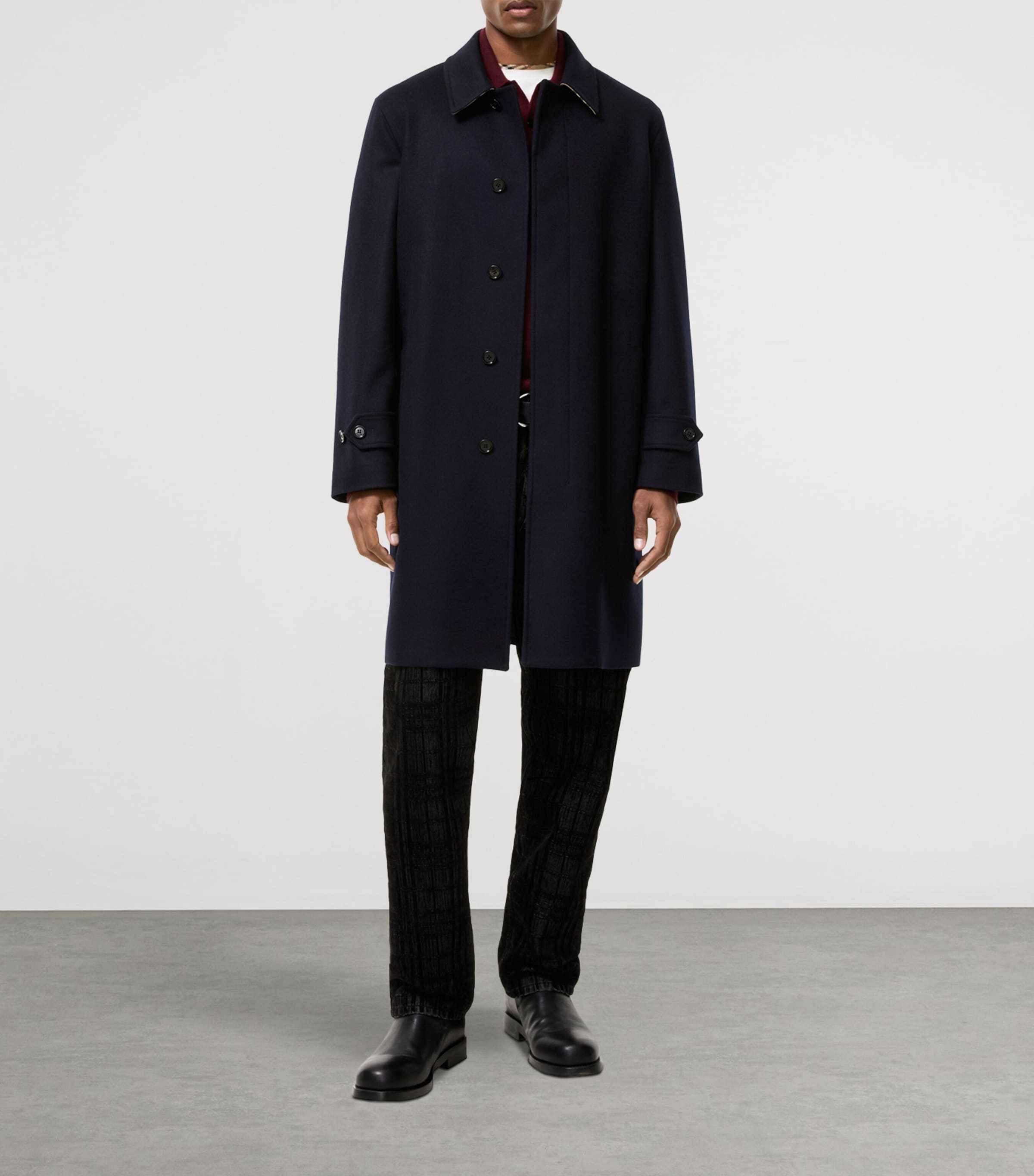 Burberry Mens Cashmere Mid-Length Car Coat Navy Image 2