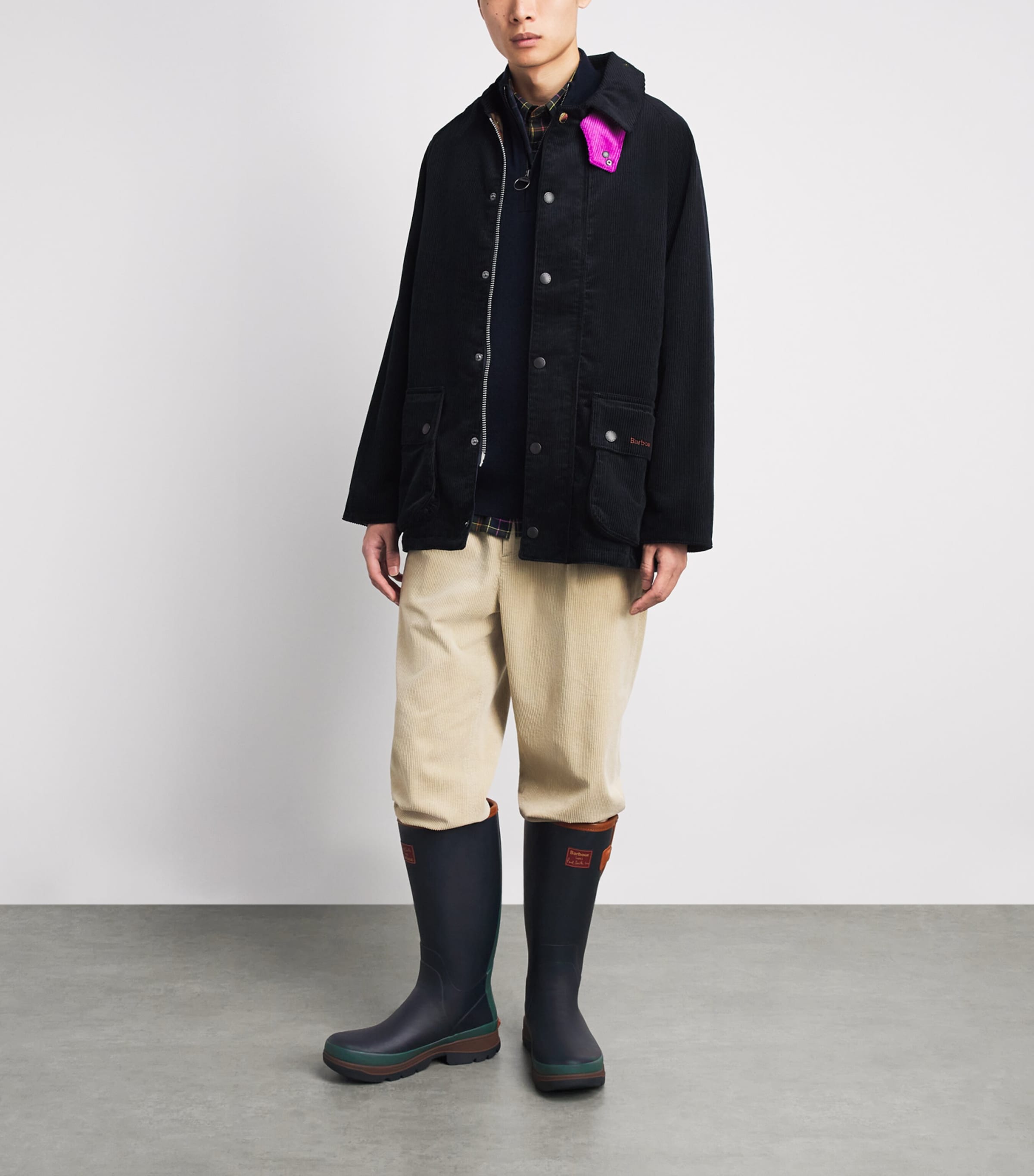 Barbour x Paul Smith Tall Wellington Boots Navy Image 4