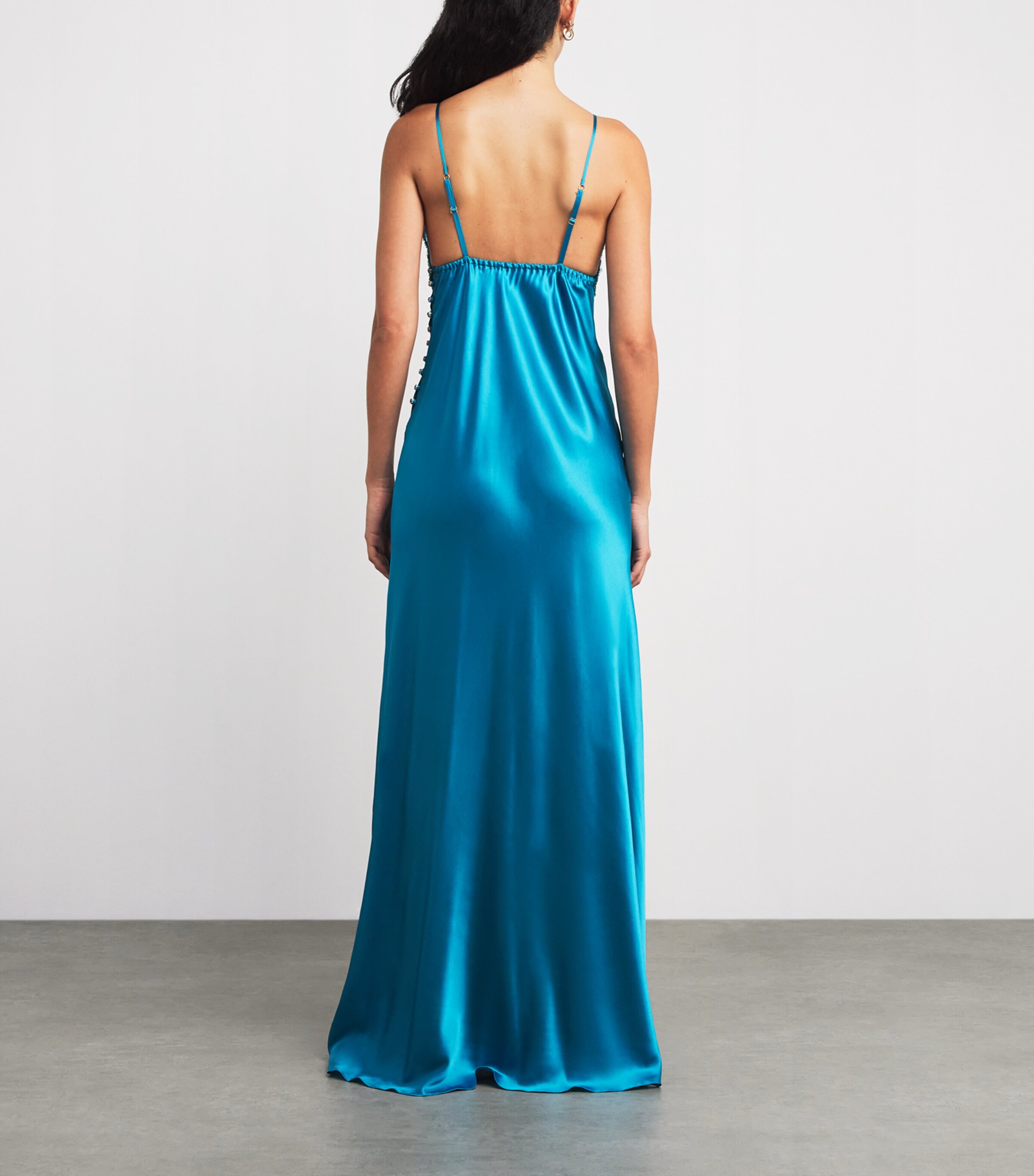 Silk Hope Maxi Nightdress PETROL BLUE GREEN Image 4