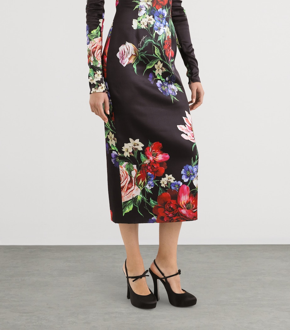Satin Floral Print Midi Dress HN5PR-B.FIORI ANTICH Image 4