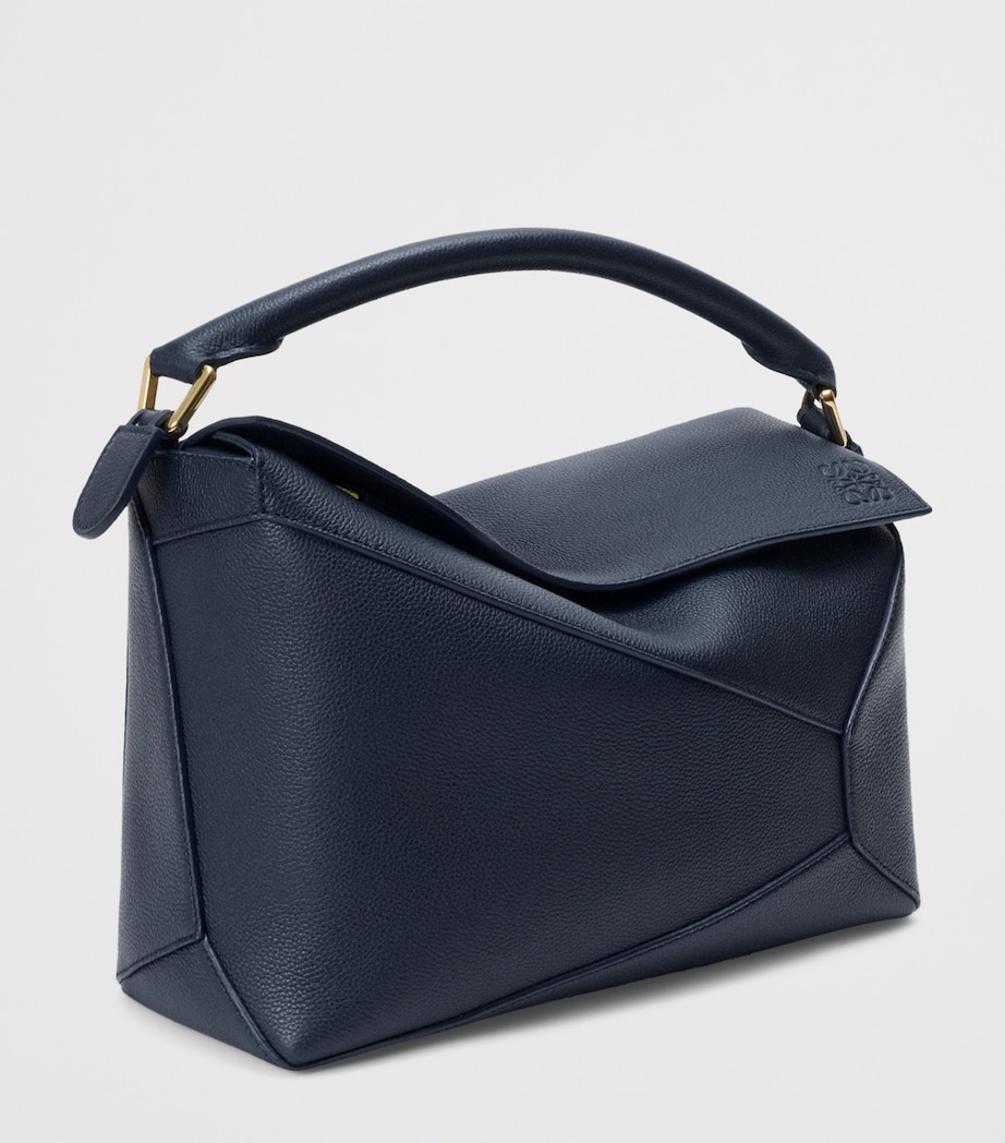 LOEWE Medium Leather Puzzle Edge Top-Handle Bag Deep Navy Image 2