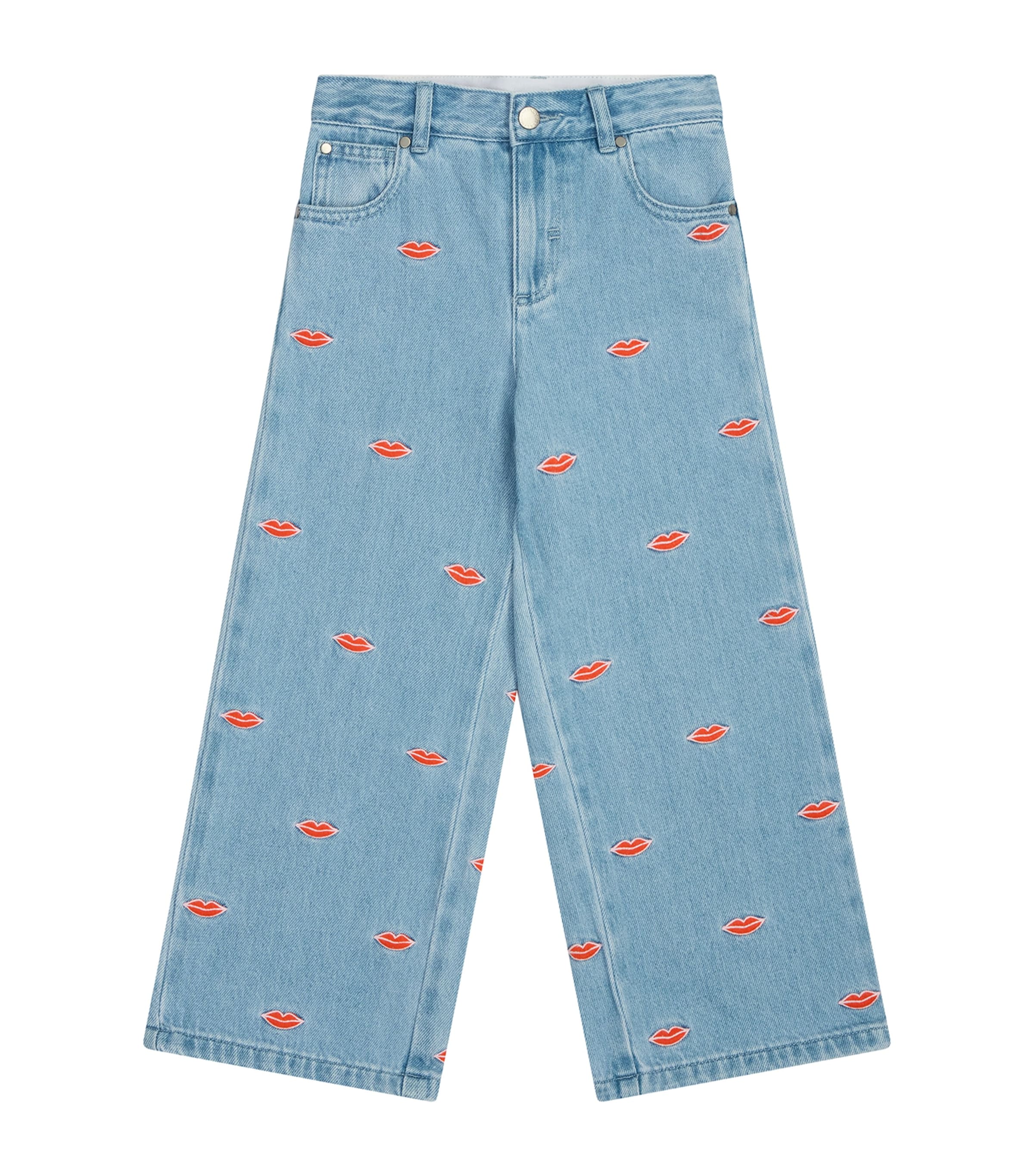 Stella Mccartney Ide-leg Jeans With Embroidery Kids In Blue