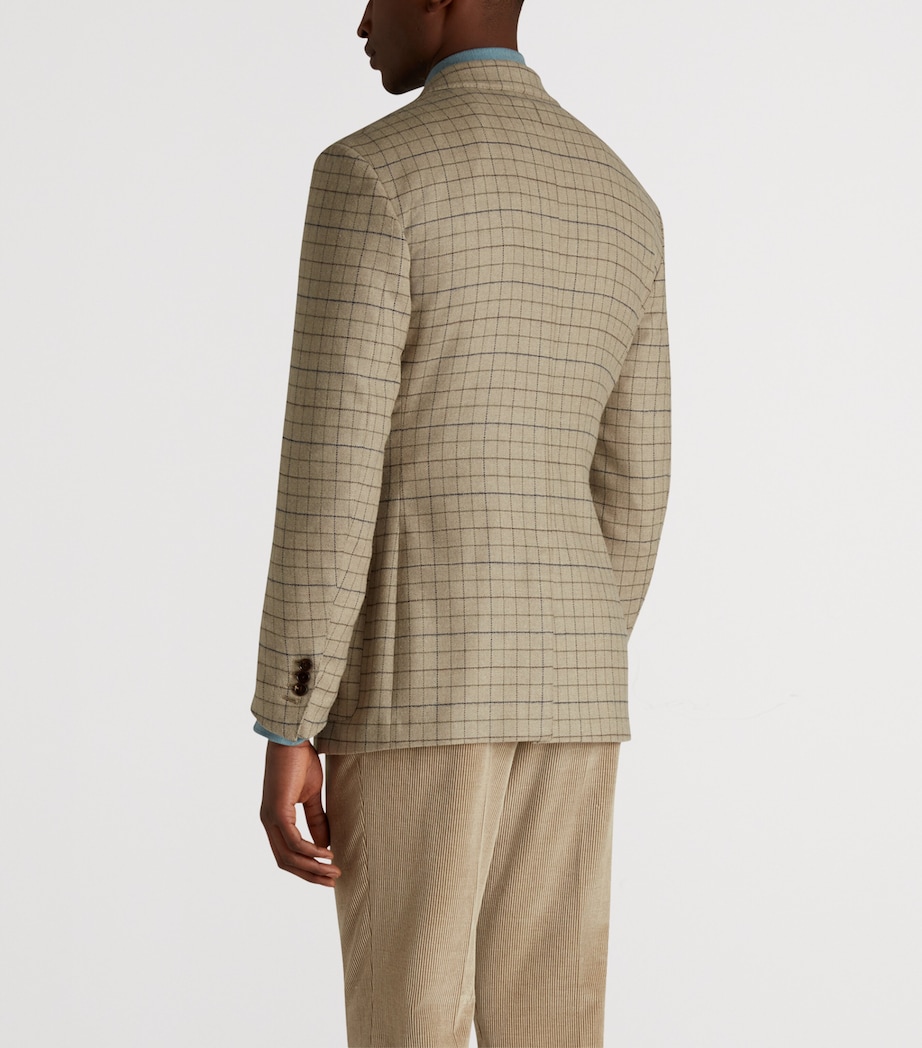 Virgin Wool-Cashmere Tattersall Check Bourdon Blazer 272WARM BEIGE Image 4
