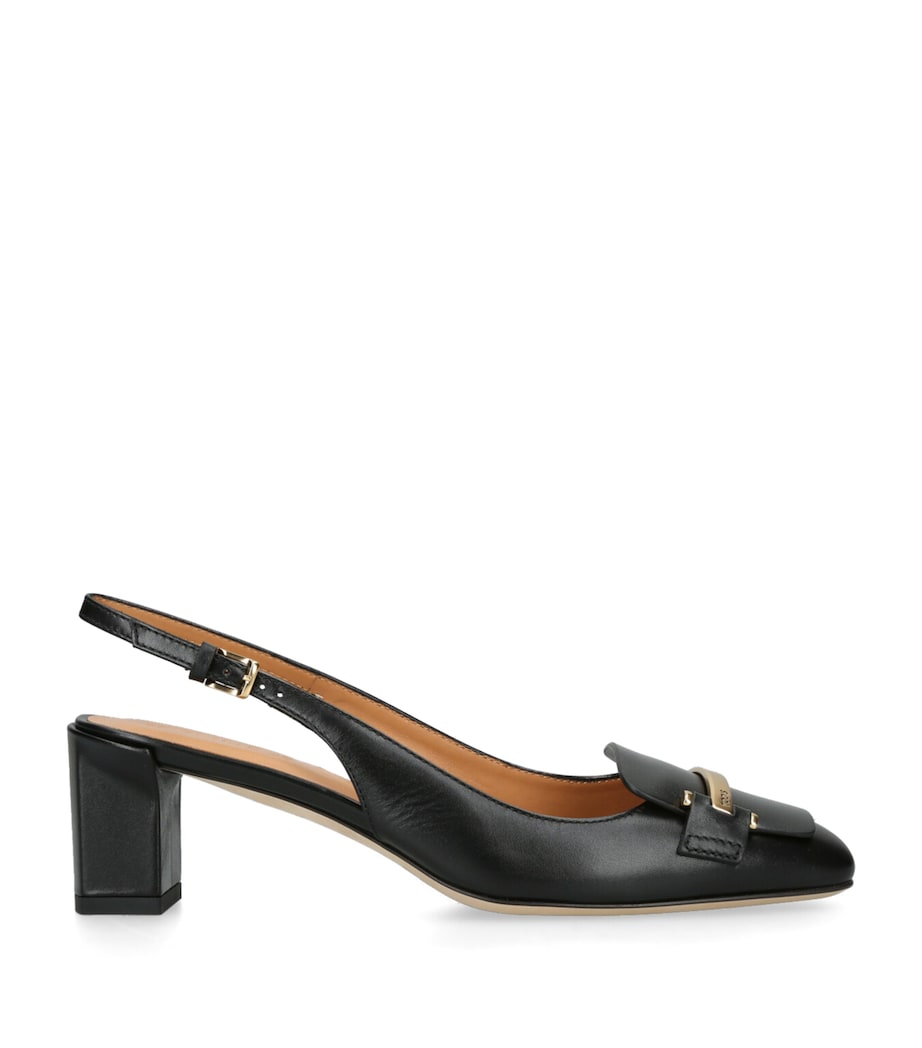 Leather Barretta Slingback Pumps 50 BLACK Image 1