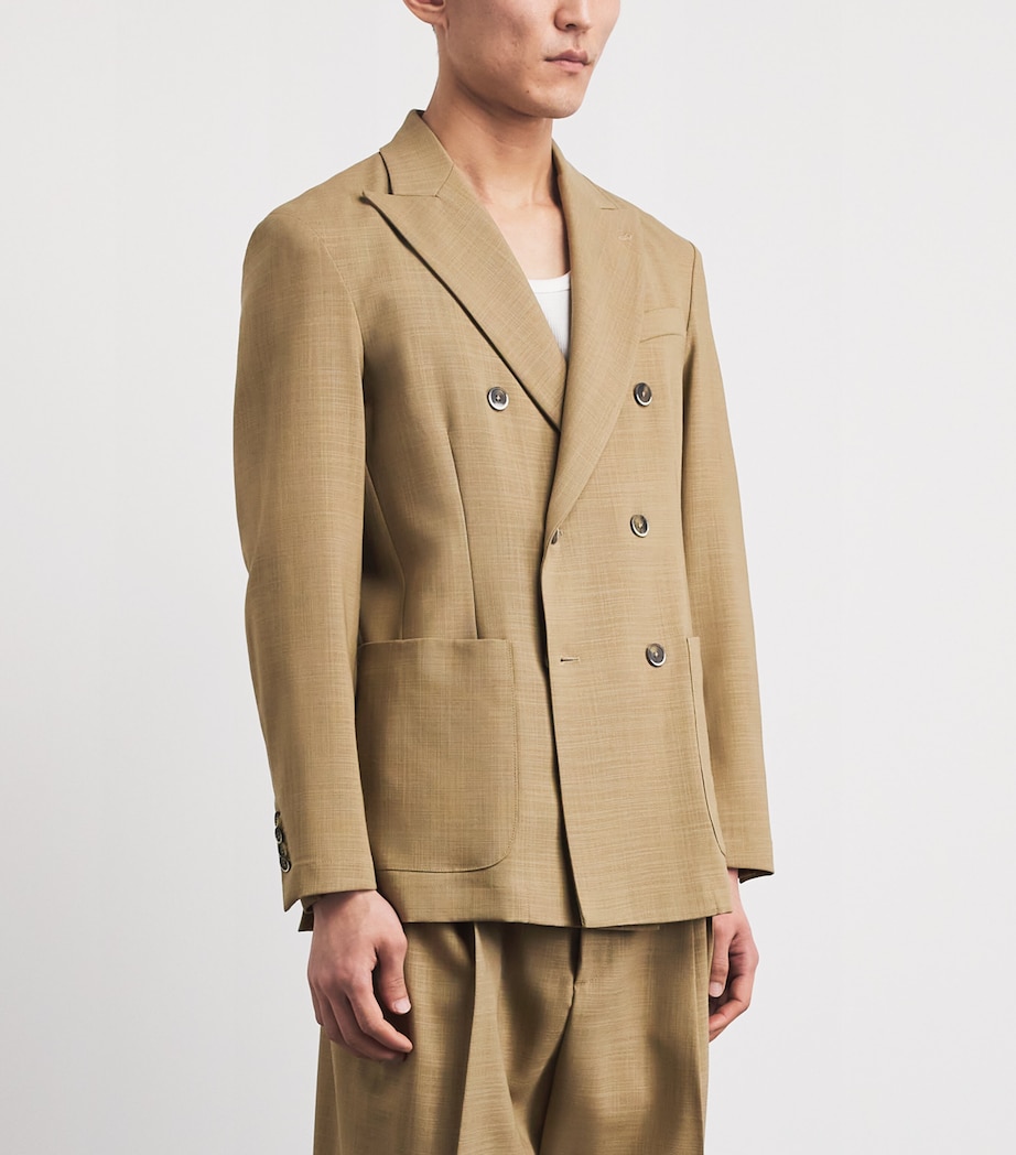 Virgin Wool Double-Breasted Blazer 360 KHAKI Image 4