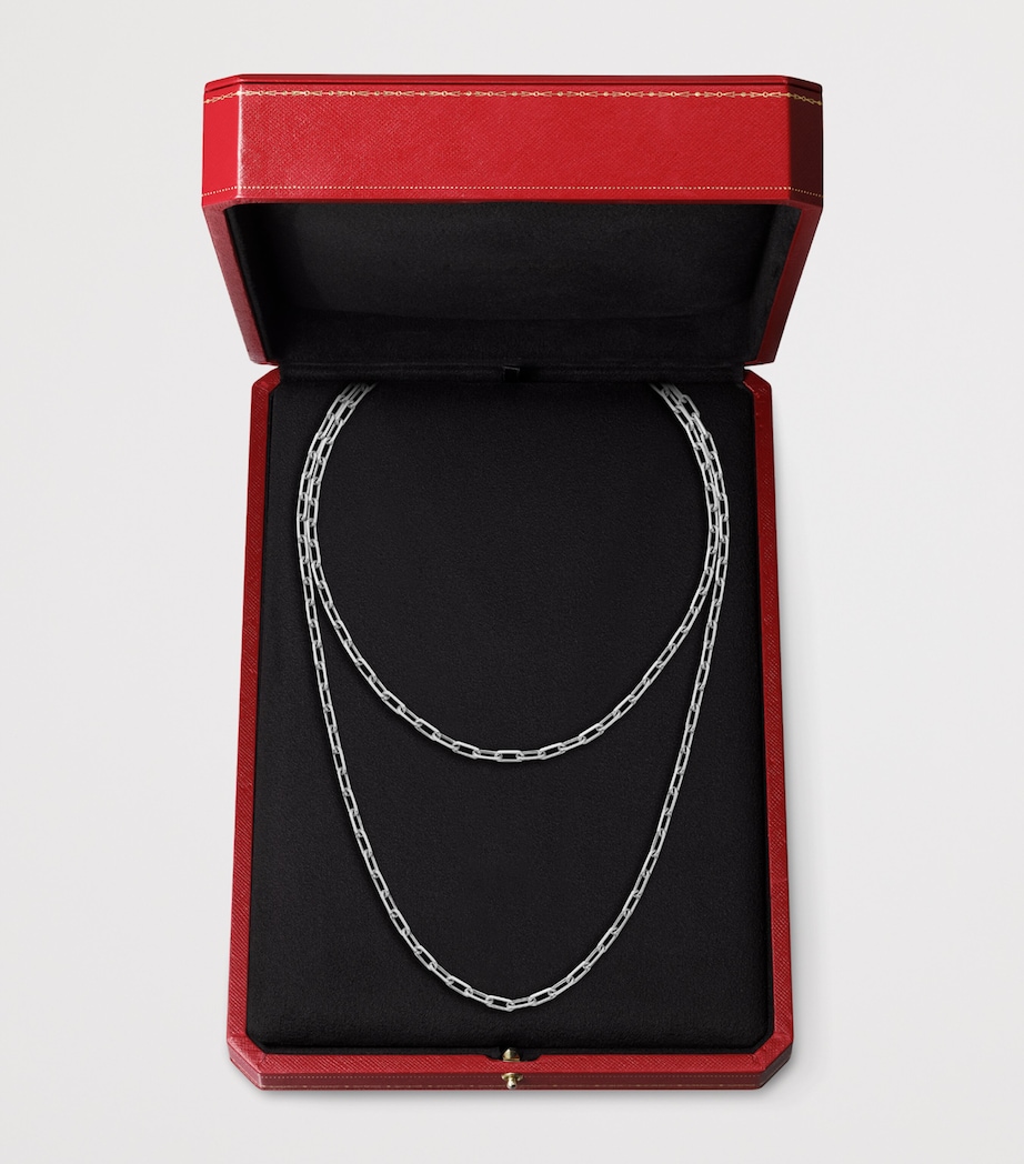 Small White Gold Santos de Cartier Long Chain Necklace WHITE GOLD Image 3