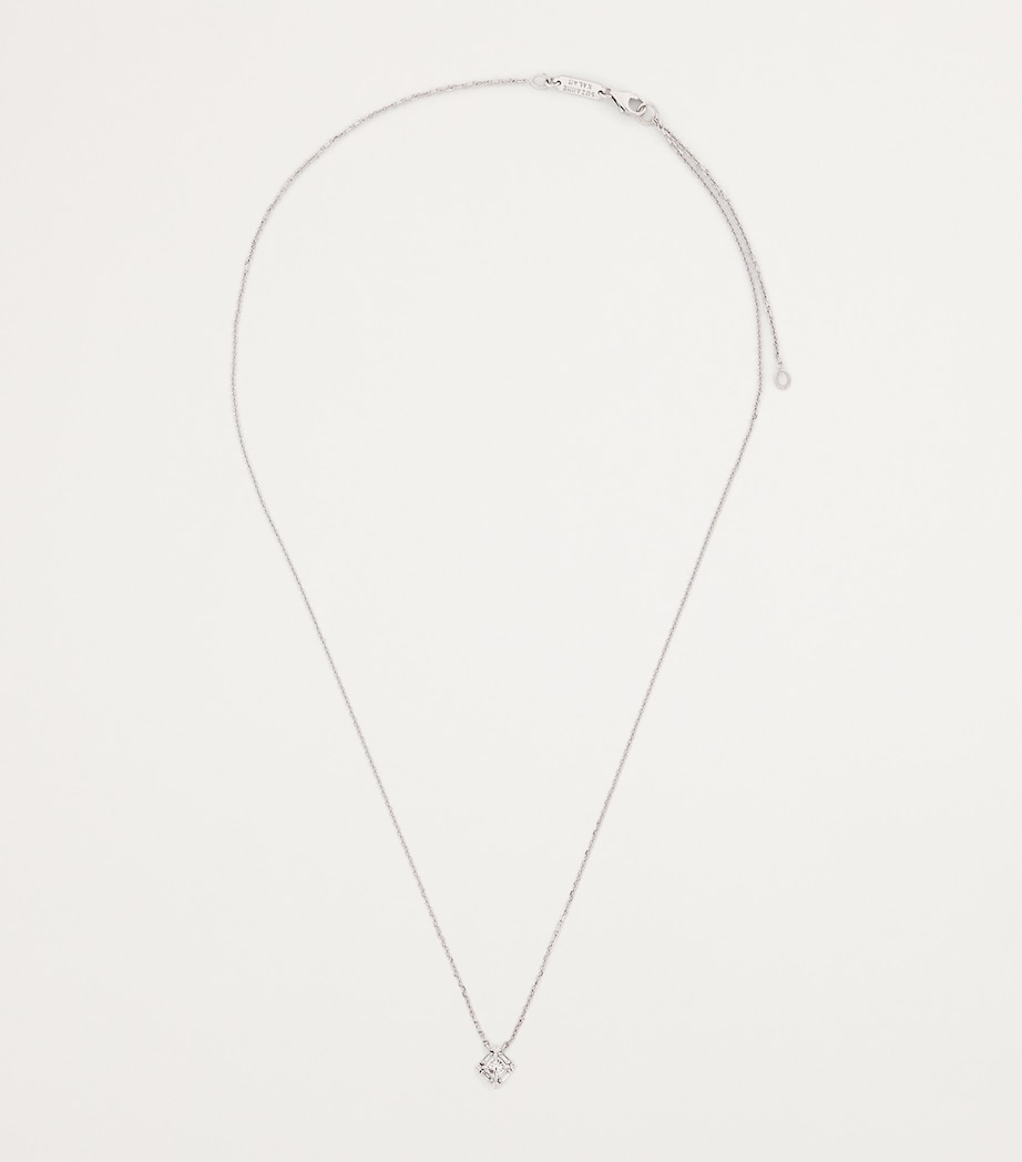 Mini White Gold and Diamond Princess Square Necklace 18K WG/WD Image 3
