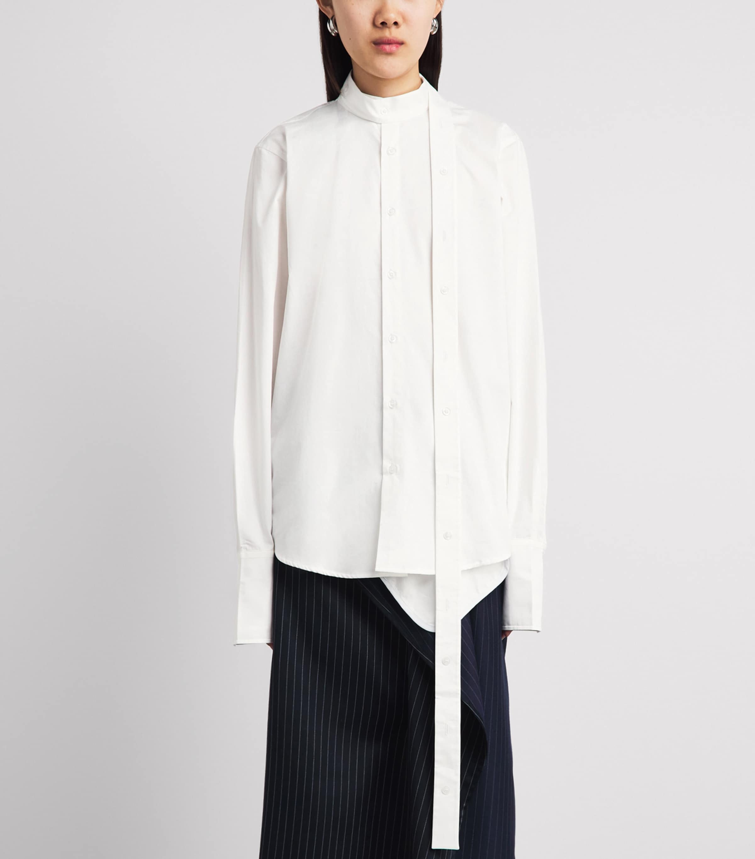 LATE FOR WORK Womens Cotton Double-Placket Shirt Str Prp Bblu Image 4