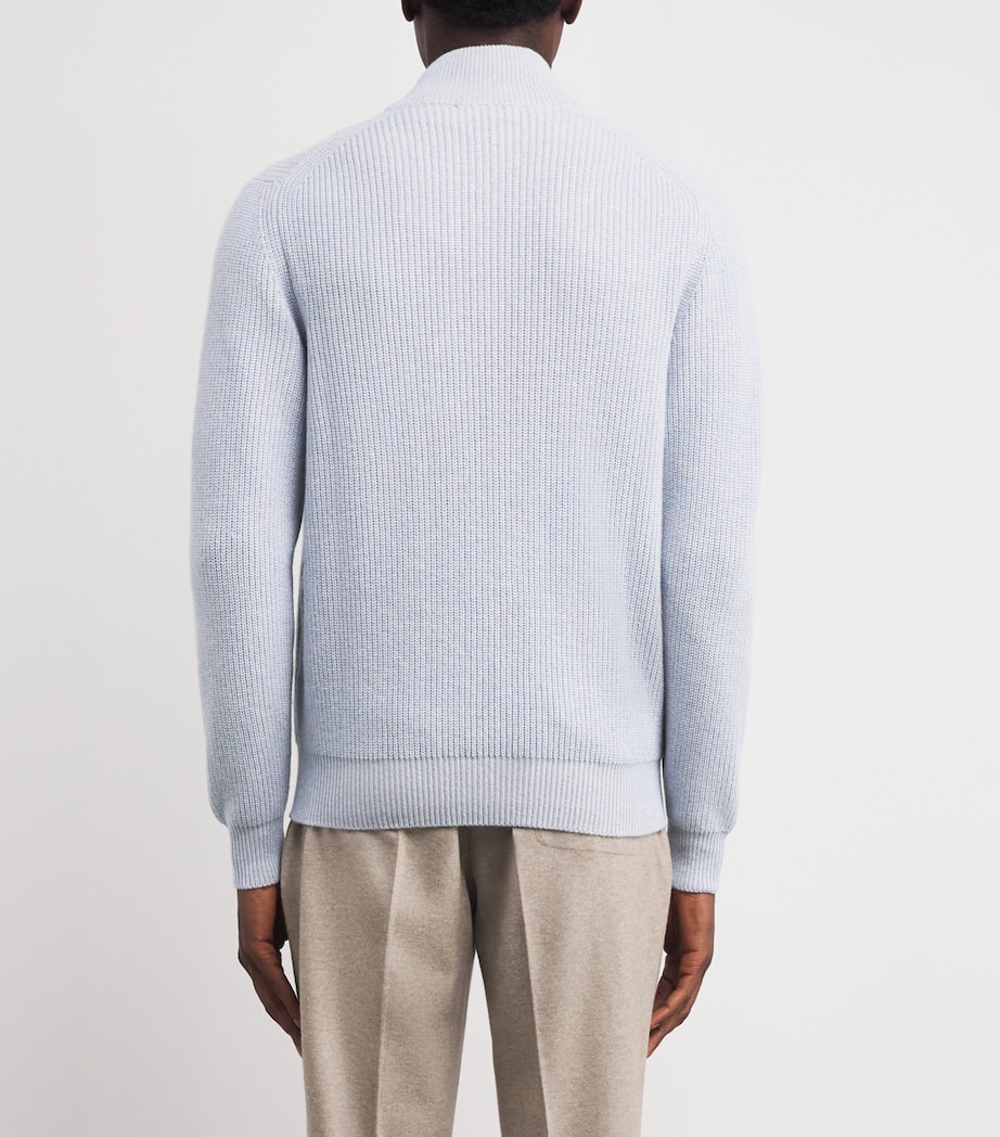 Cashmere Zip-Up Cardigan 3A.13 - SKY Image 4