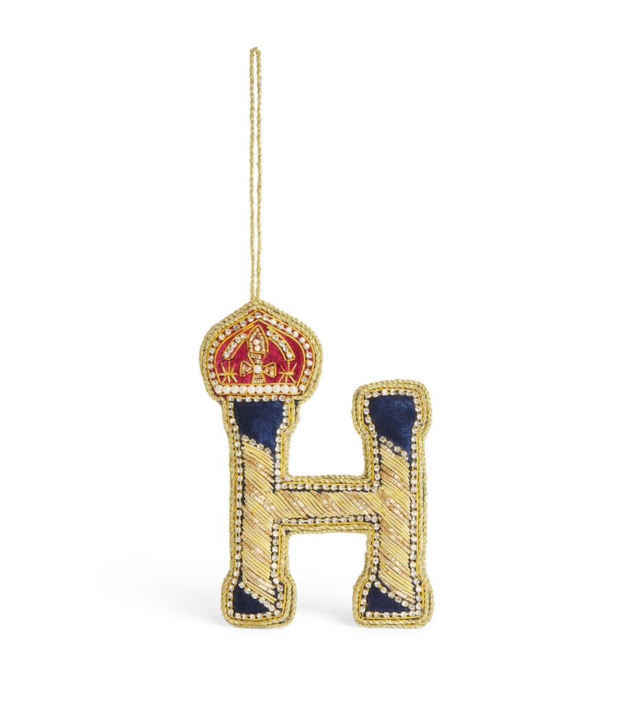 Tinker Tailor Letter H Tree Decoration Navy, Gold & Wine Image 1