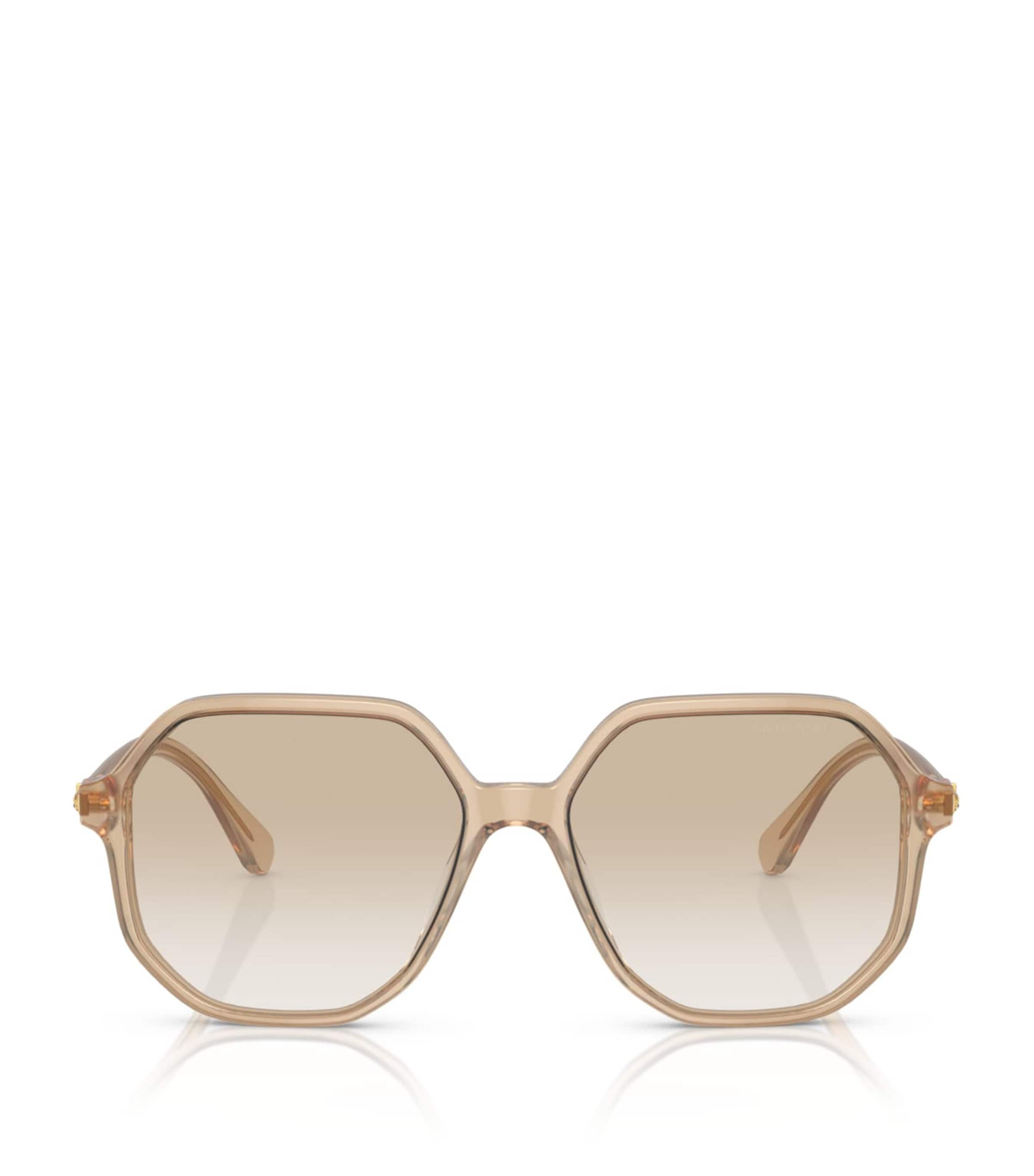 Swarovski Womens Brown Sk6003 Irregular-frame Gem-embelllished Acetate Sunglasses In Brown