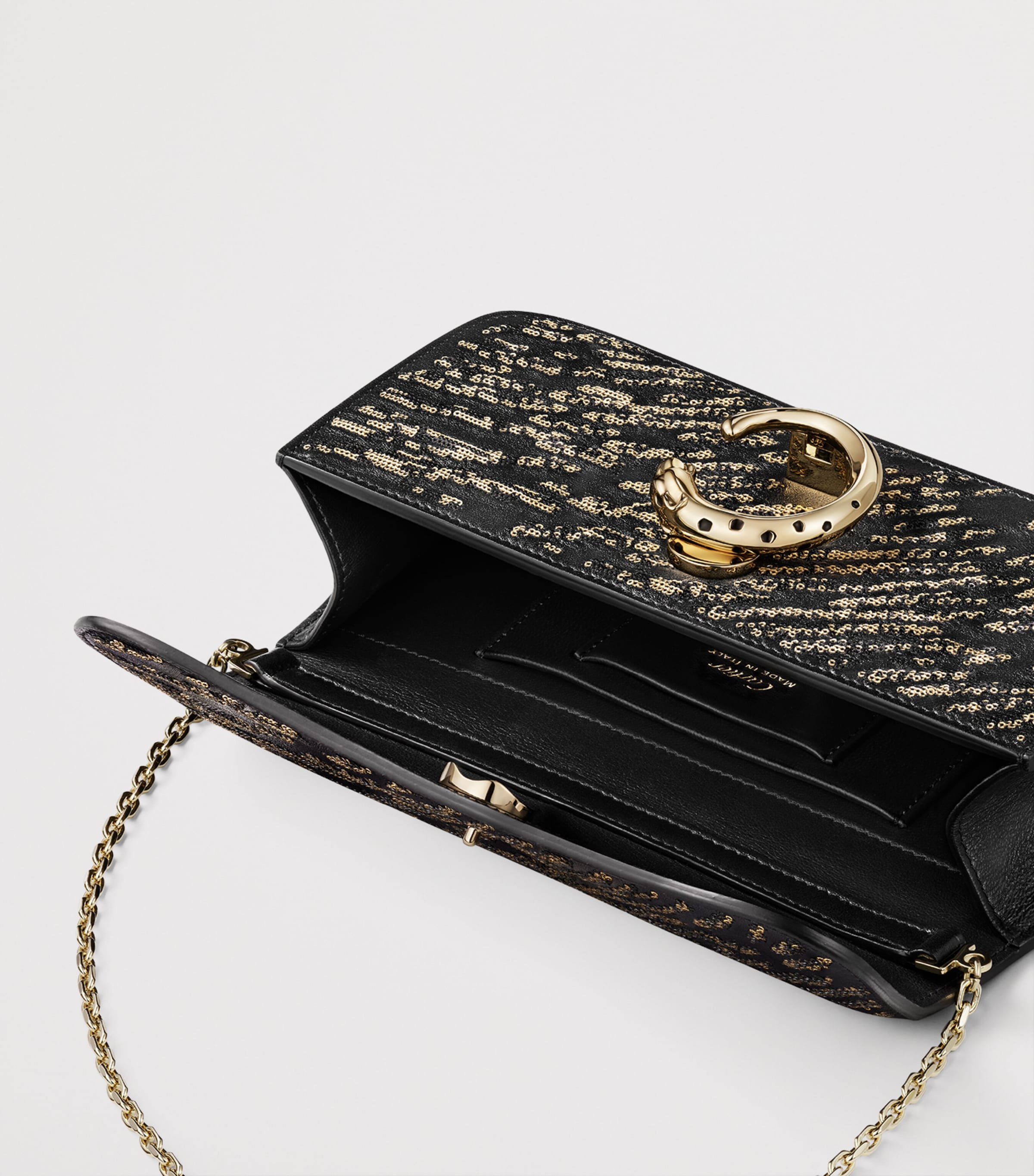 Cartier Mini Sequinned Panthère C de Cartier Chain Bag Black Image 2