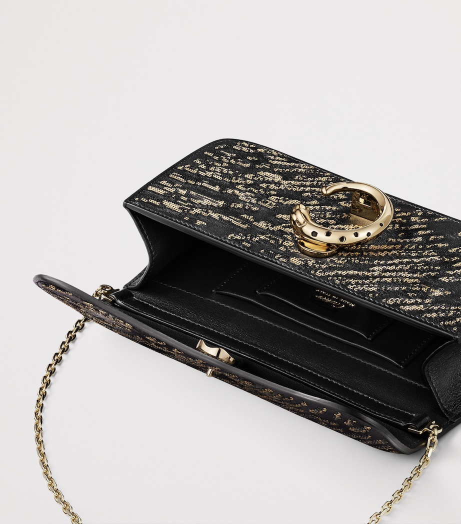 Cartier Mini Sequinned Panthère C de Cartier Chain Bag Black Image 2