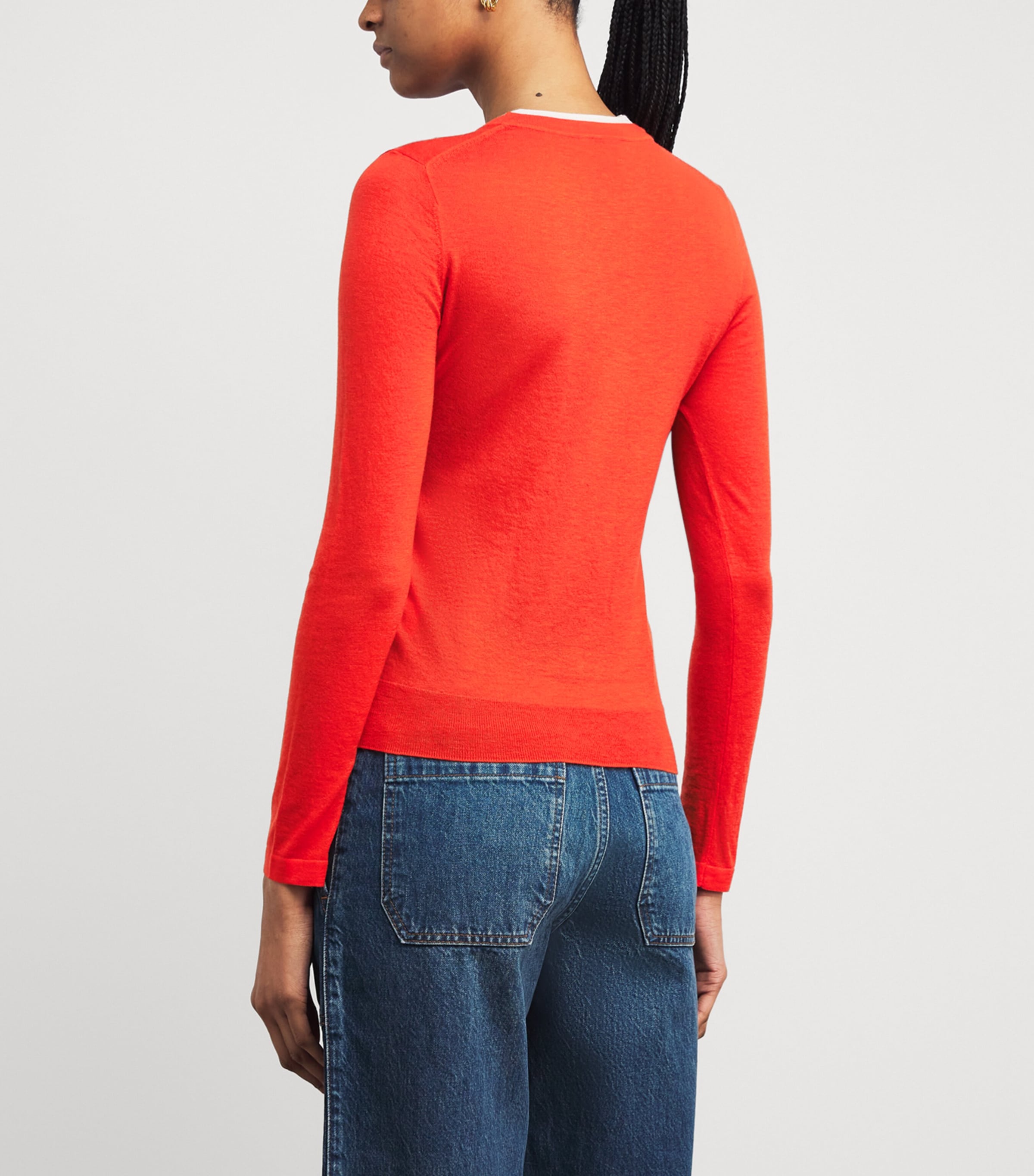 Wool-Cashmere Layered Sweater ORANGE/WHITE Image 4