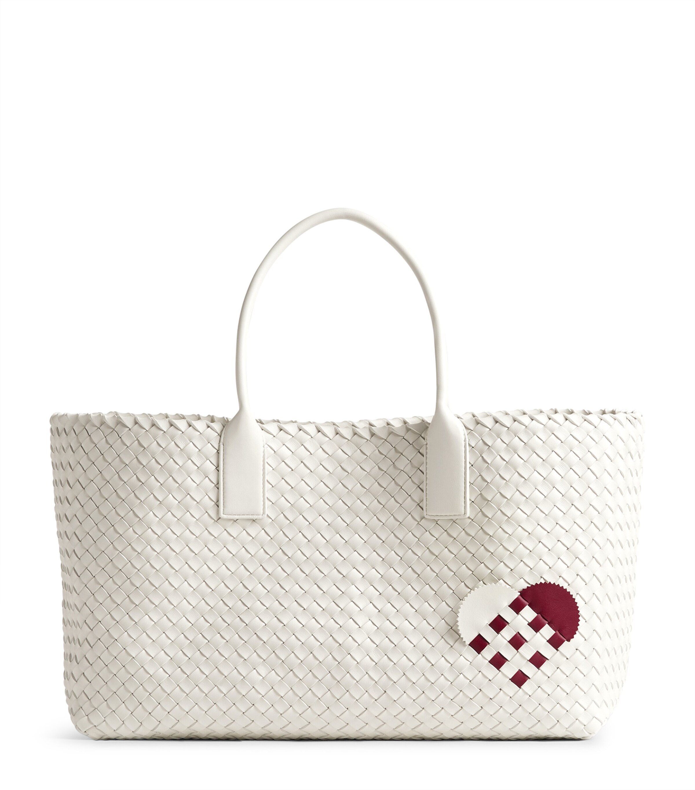トートバッグ Bottega Veneta Canvas And Smooth Leather Tote Bag Pleated Arco canvas and leather tote bag in white - Bottega