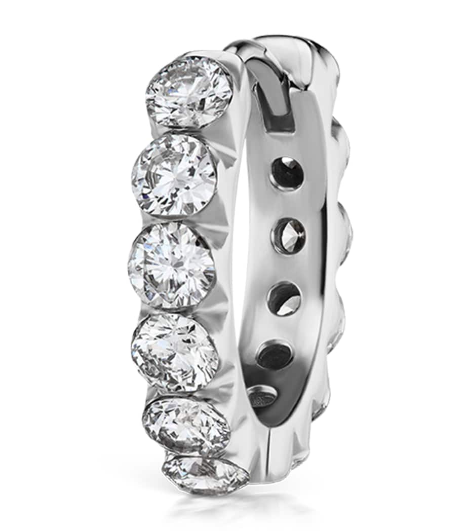 White Gold Invisible Set Large Diamond Eternity Hoop Earring (9.5mm) WHITE GOLD Image 1