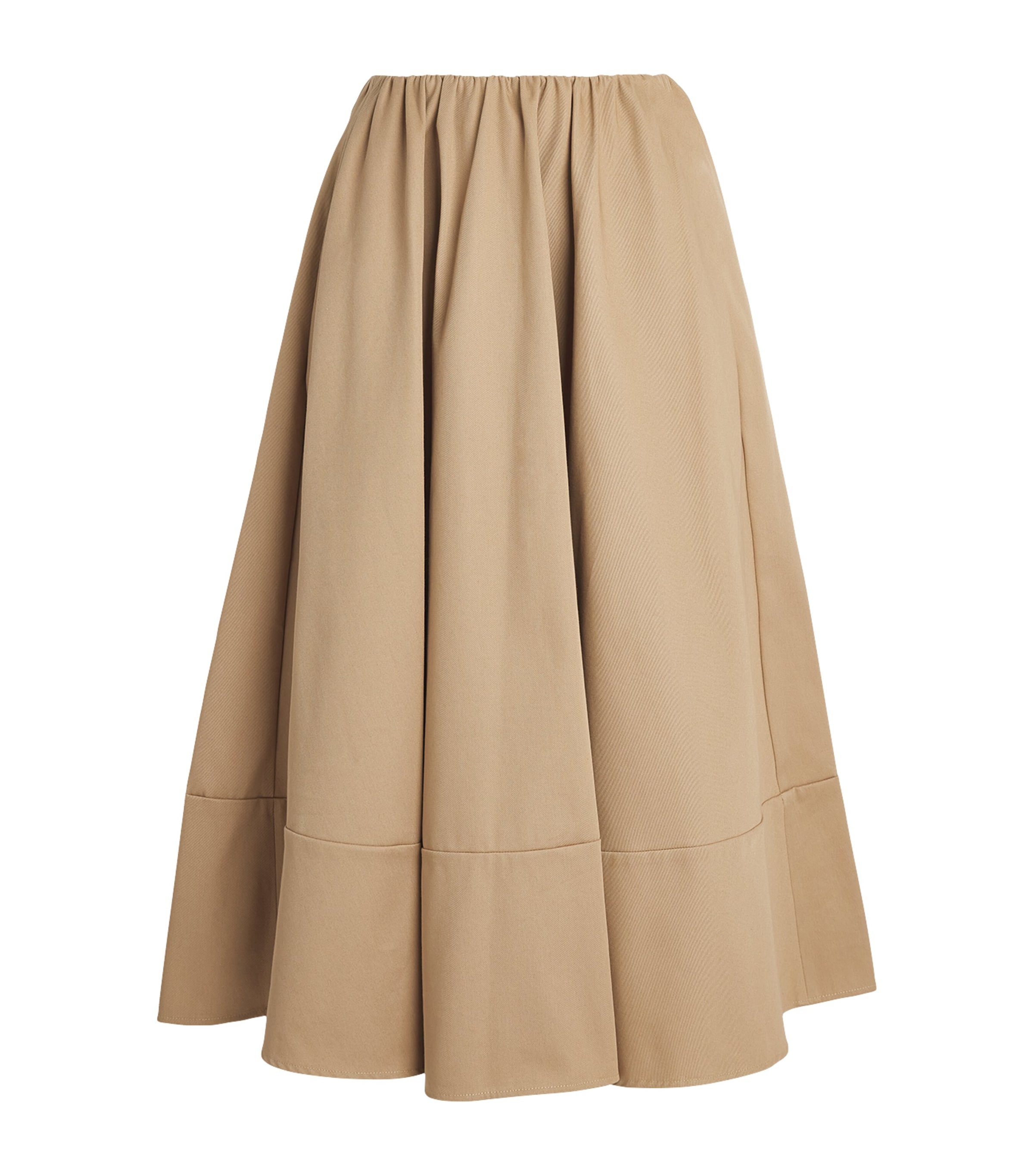Maje Womens Cotton Pleated Midi Skirt Mastic Beige Image 1