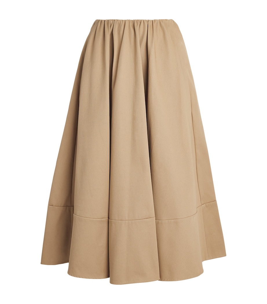 Maje Womens Cotton Pleated Midi Skirt Mastic Beige Image 1