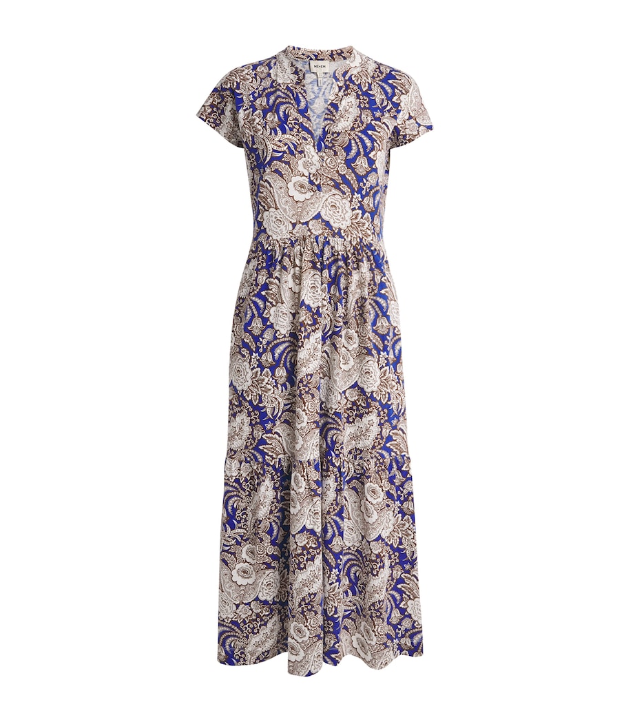ME+EM Womens Organic Cotton Printed Midi Dress Blue Multi Image 1